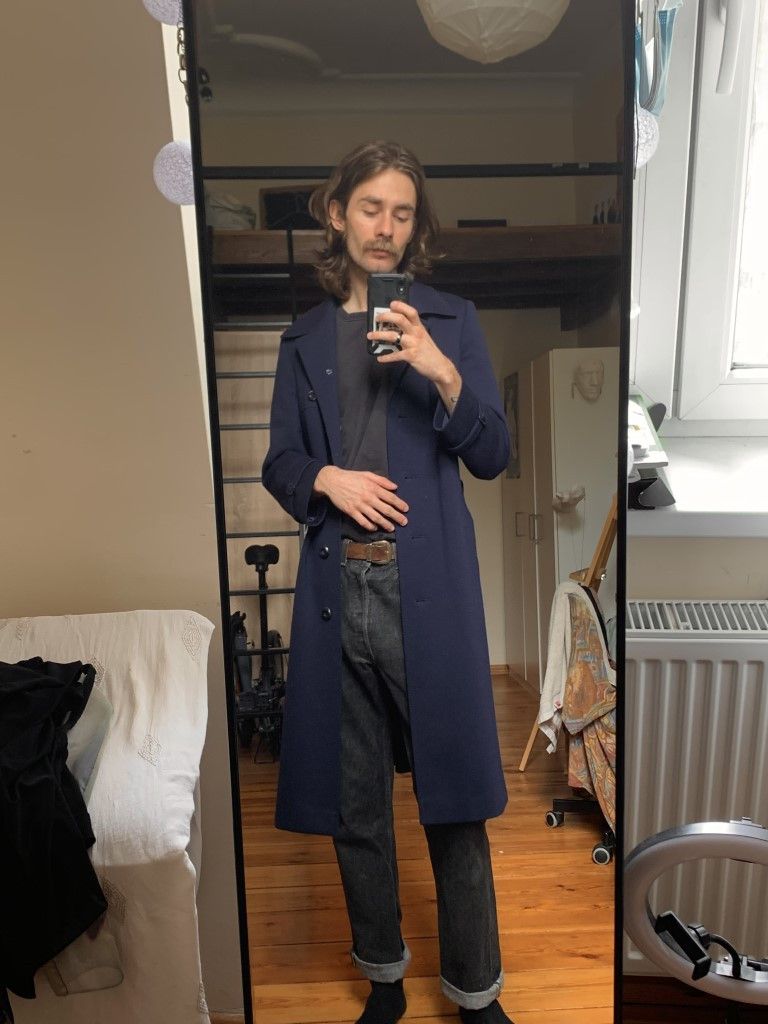 Vintage West German Virgin Wool Navy Coat