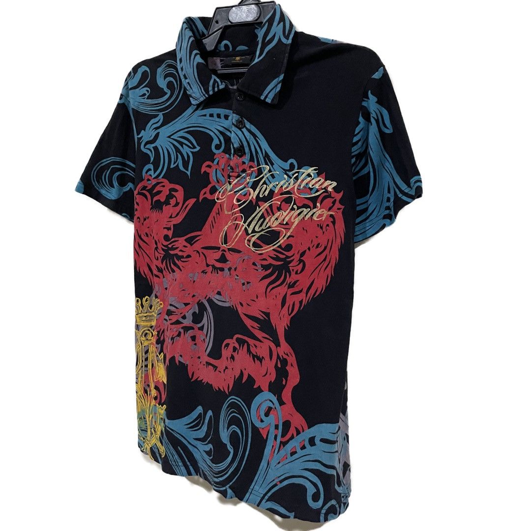 Christian Audigier × Designer × Vintage Christian Audigier Baroque Bling Cotton Shirts Size US L / EU 52-54 / 3 - 4 Thumbnail
