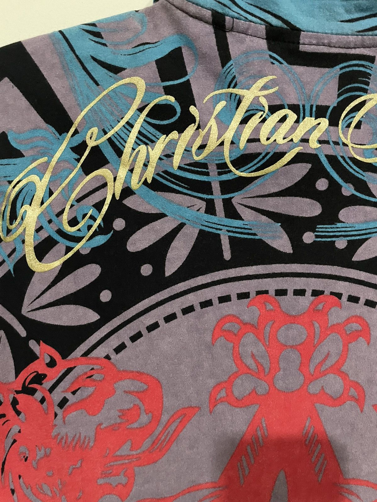 Christian Audigier × Designer × Vintage Christian Audigier Baroque Bling Cotton Shirts Size US L / EU 52-54 / 3 - 9 Thumbnail
