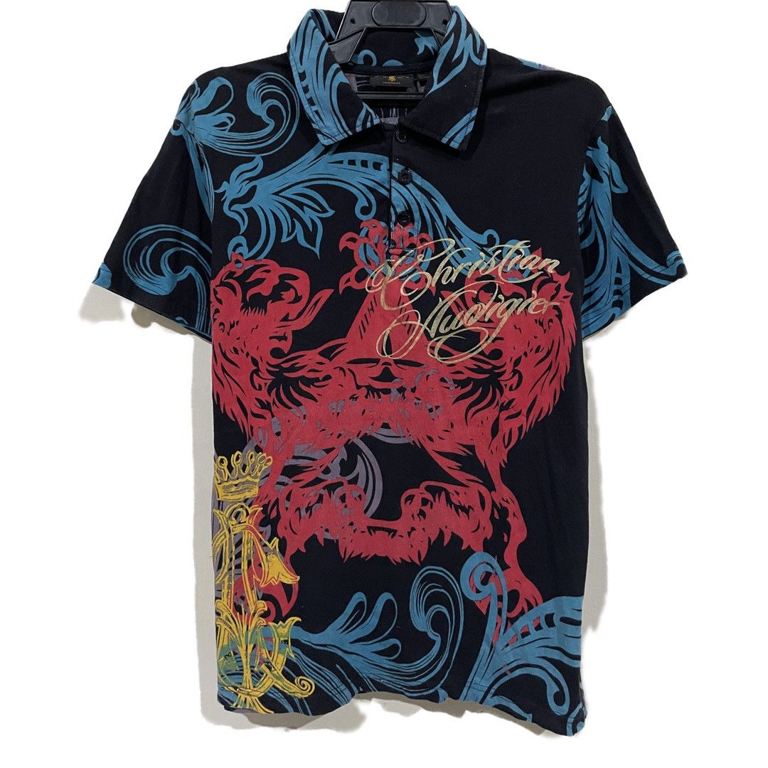 Christian Audigier × Designer × Vintage Christian Audigier Baroque Bling Cotton Shirts Size US L / EU 52-54 / 3 - 2 Thumbnail