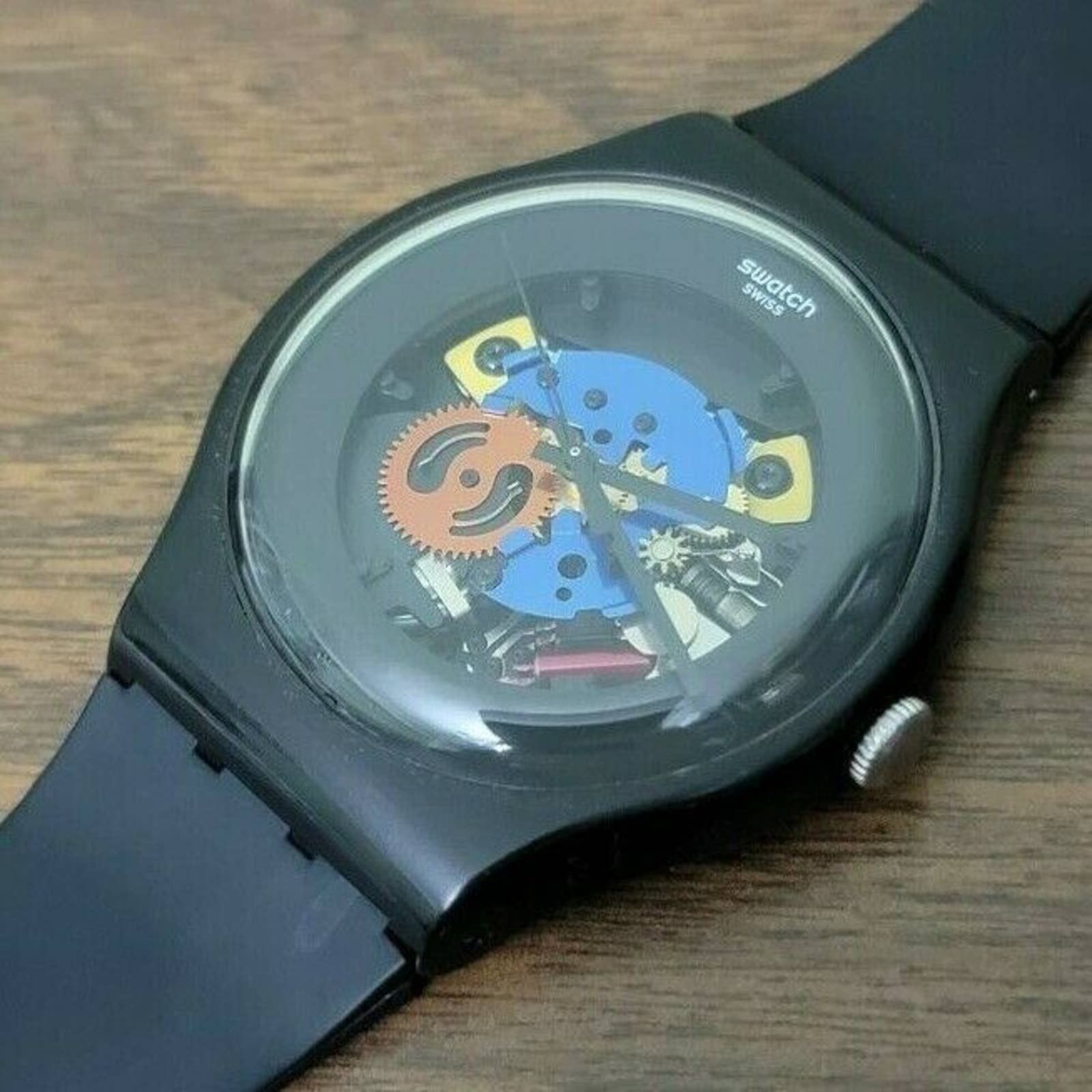 Swatch Swatch Originals Black Lacquered Silicone Watch New