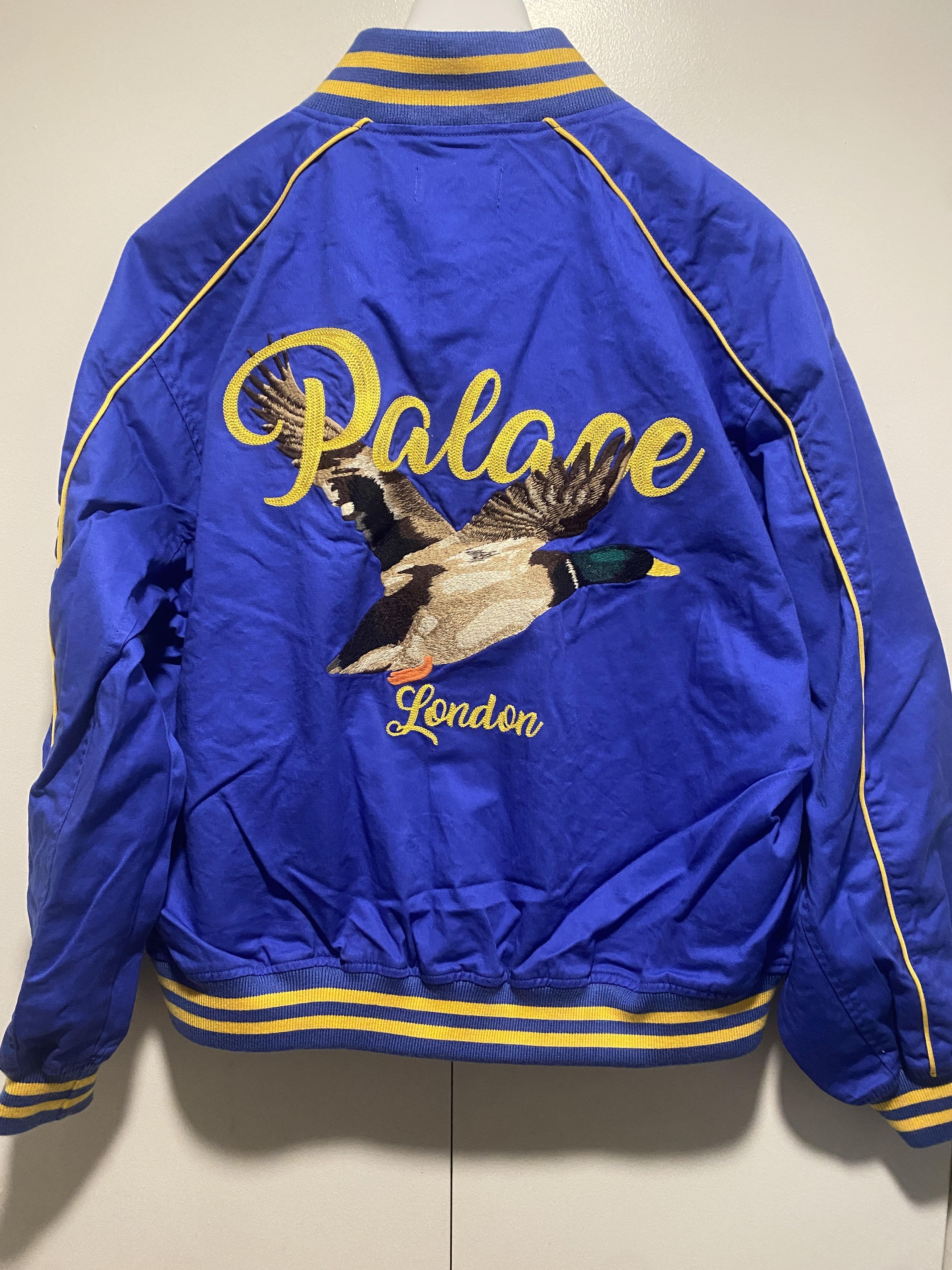 Palace Skateboarding chain stitch bomber jacket blue | Grailed