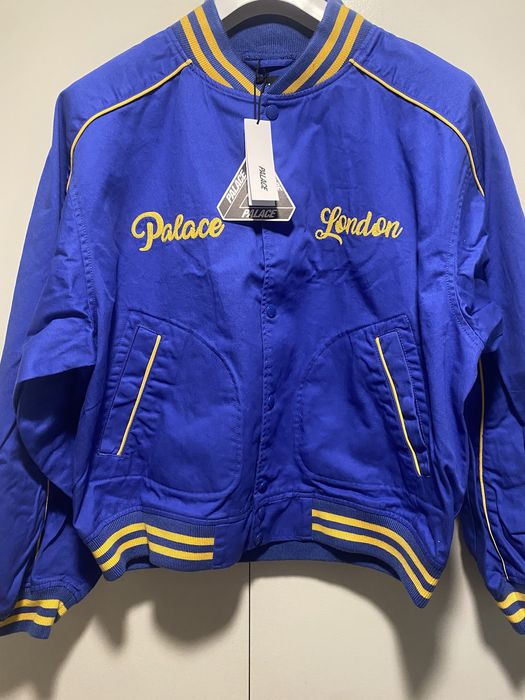 Palace Skateboarding chain stitch bomber jacket blue | Grailed