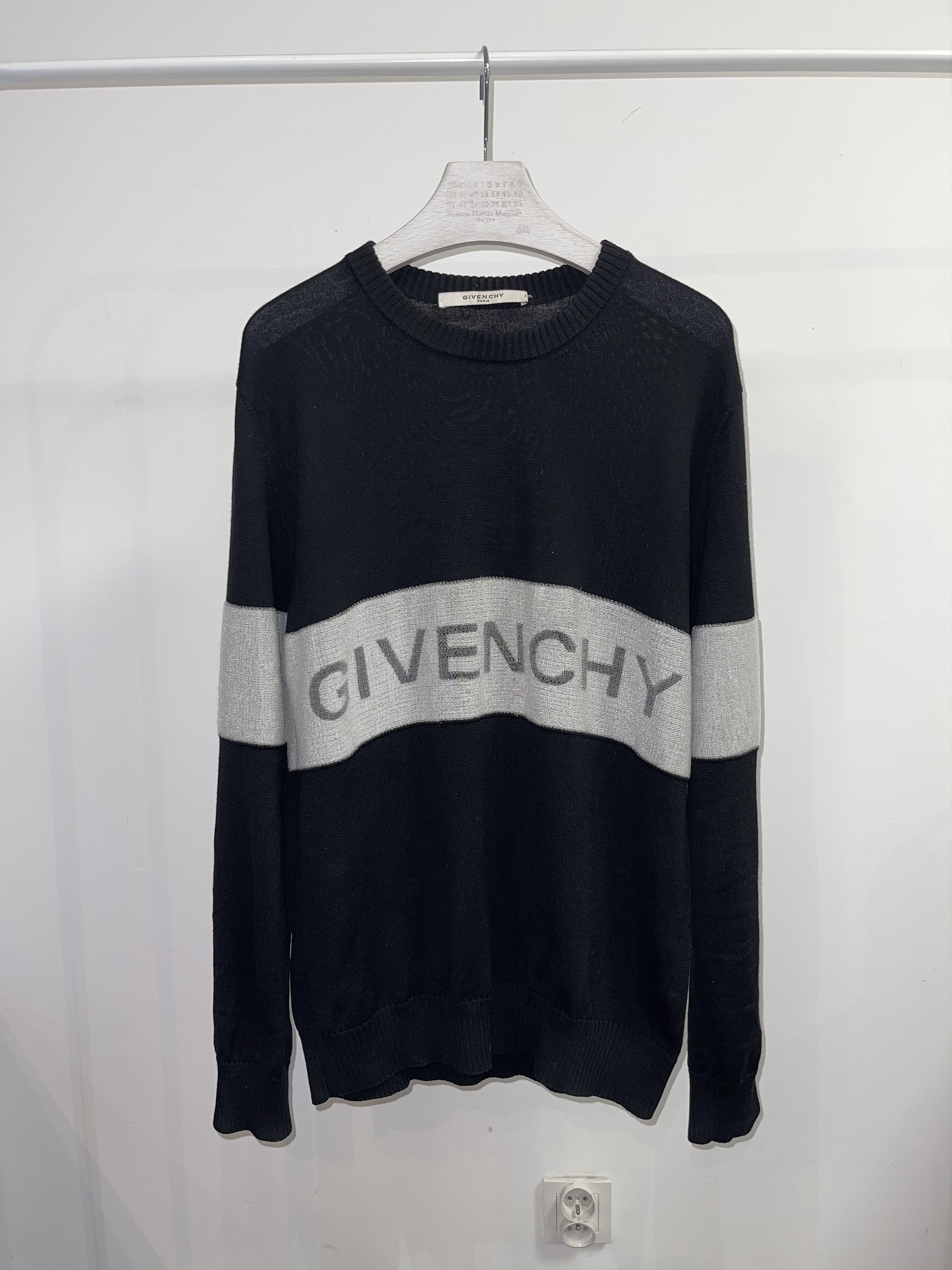image of Givenchy Tisci Era Big Logo Wool Sweater in Black, Men's (Size Large)
