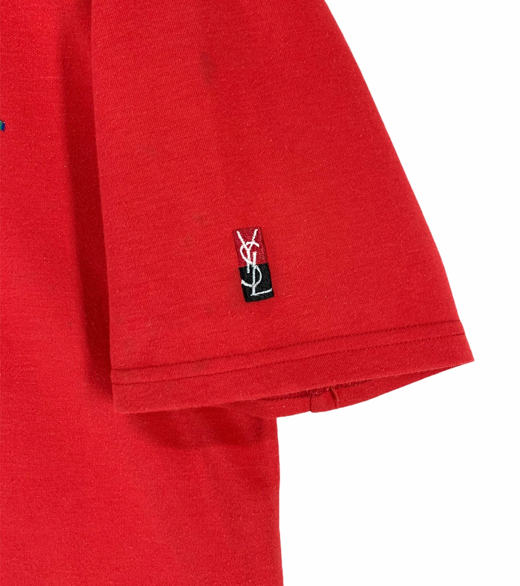 Designer × Yves Saint Laurent Yves Saint Laurent spellout multicolor embroidered logo tee Size US L / EU 52-54 / 3 - 4 Thumbnail