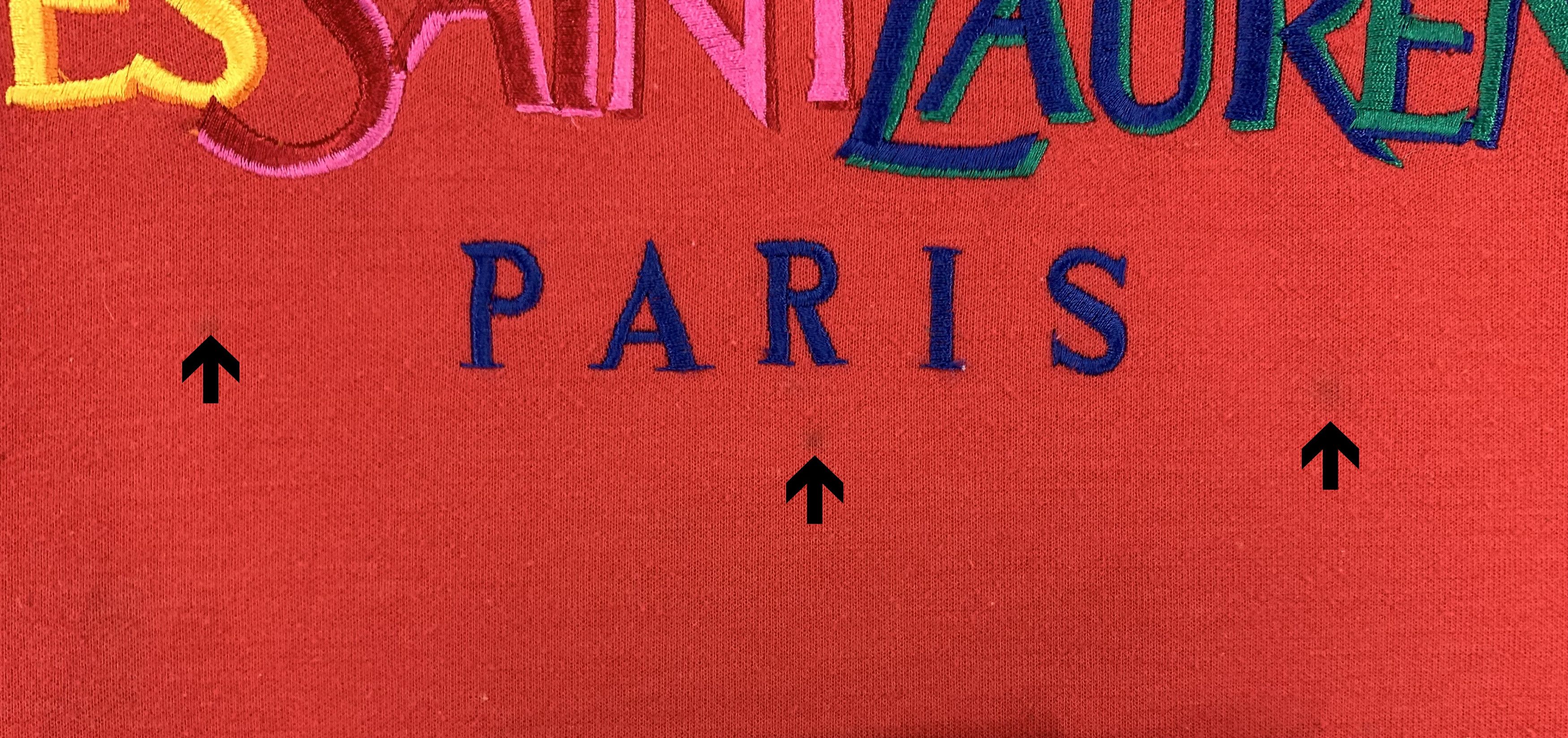 Designer × Yves Saint Laurent Yves Saint Laurent spellout multicolor embroidered logo tee Size US L / EU 52-54 / 3 - 5 Thumbnail