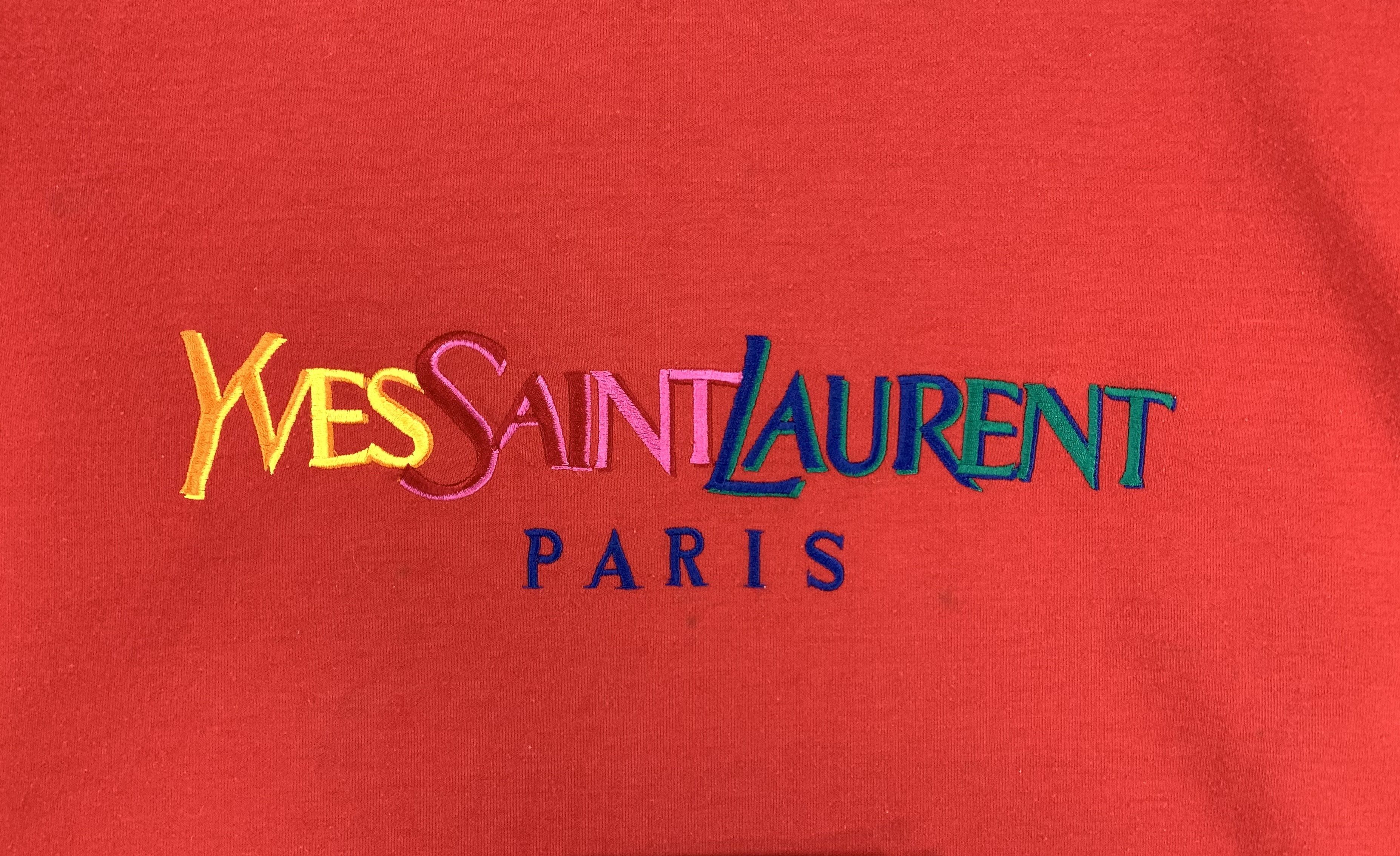 Designer × Yves Saint Laurent Yves Saint Laurent spellout multicolor embroidered logo tee Size US L / EU 52-54 / 3 - 3 Thumbnail
