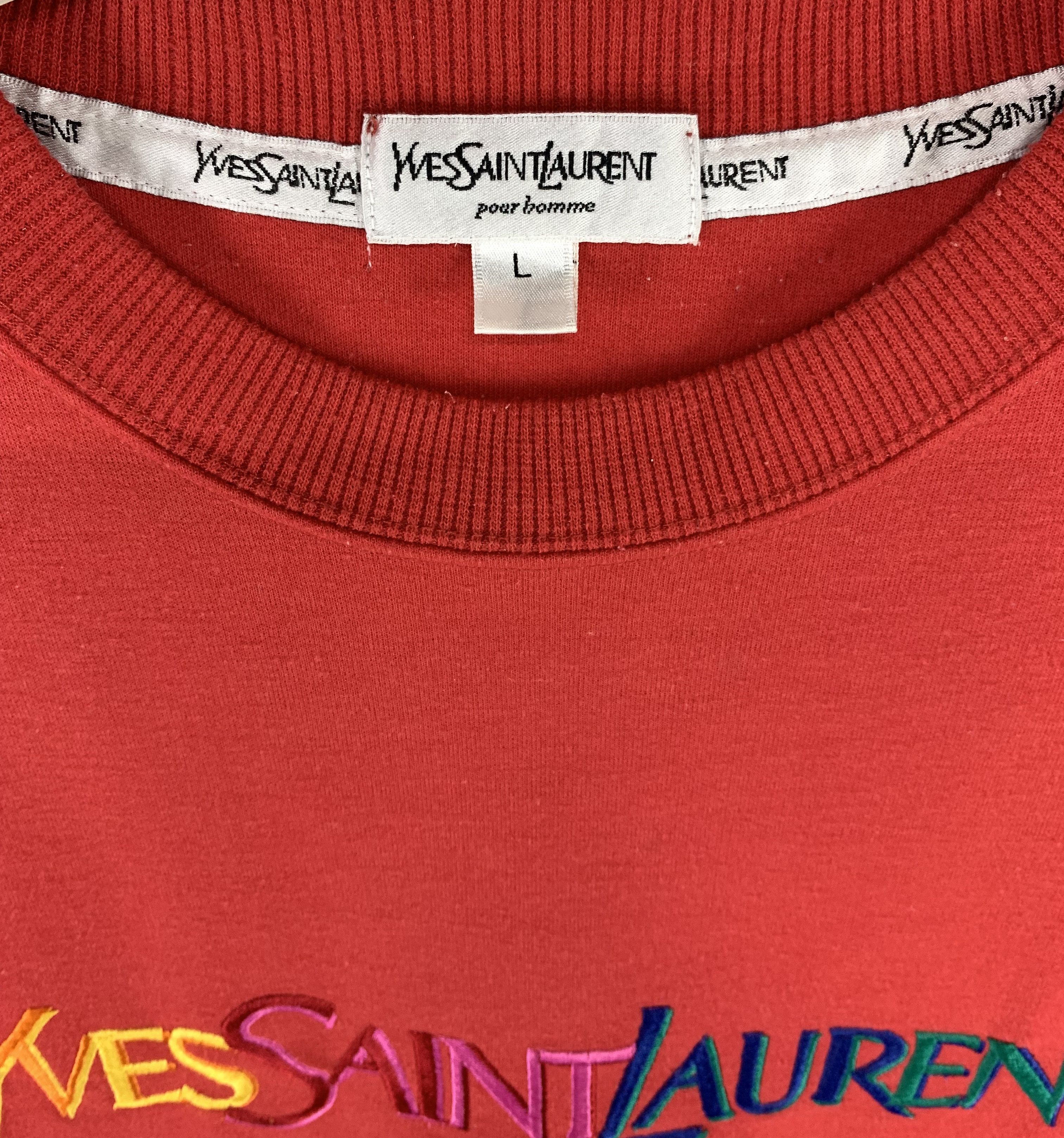 Designer × Yves Saint Laurent Yves Saint Laurent spellout multicolor embroidered logo tee Size US L / EU 52-54 / 3 - 9 Thumbnail