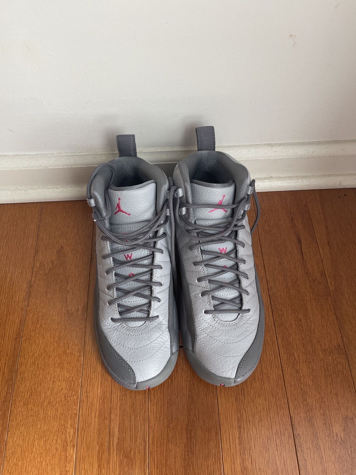 Jordan 12 vivid pink wolf grey deals