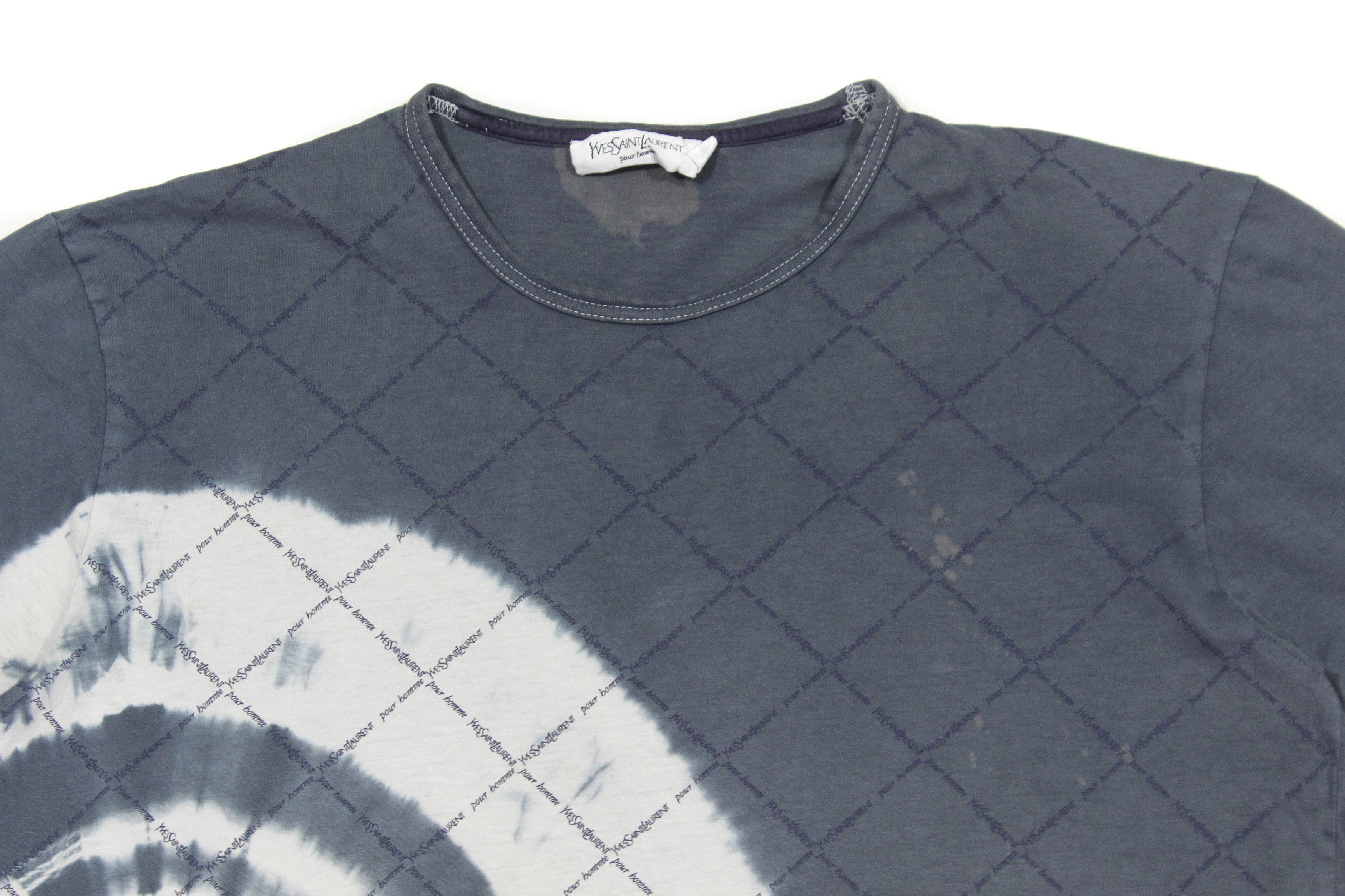Yves Saint Laurent 90S YSL Multilogo Tie Dye T-Shirt Vintage Size US L / EU 52-54 / 3 - 3 Thumbnail