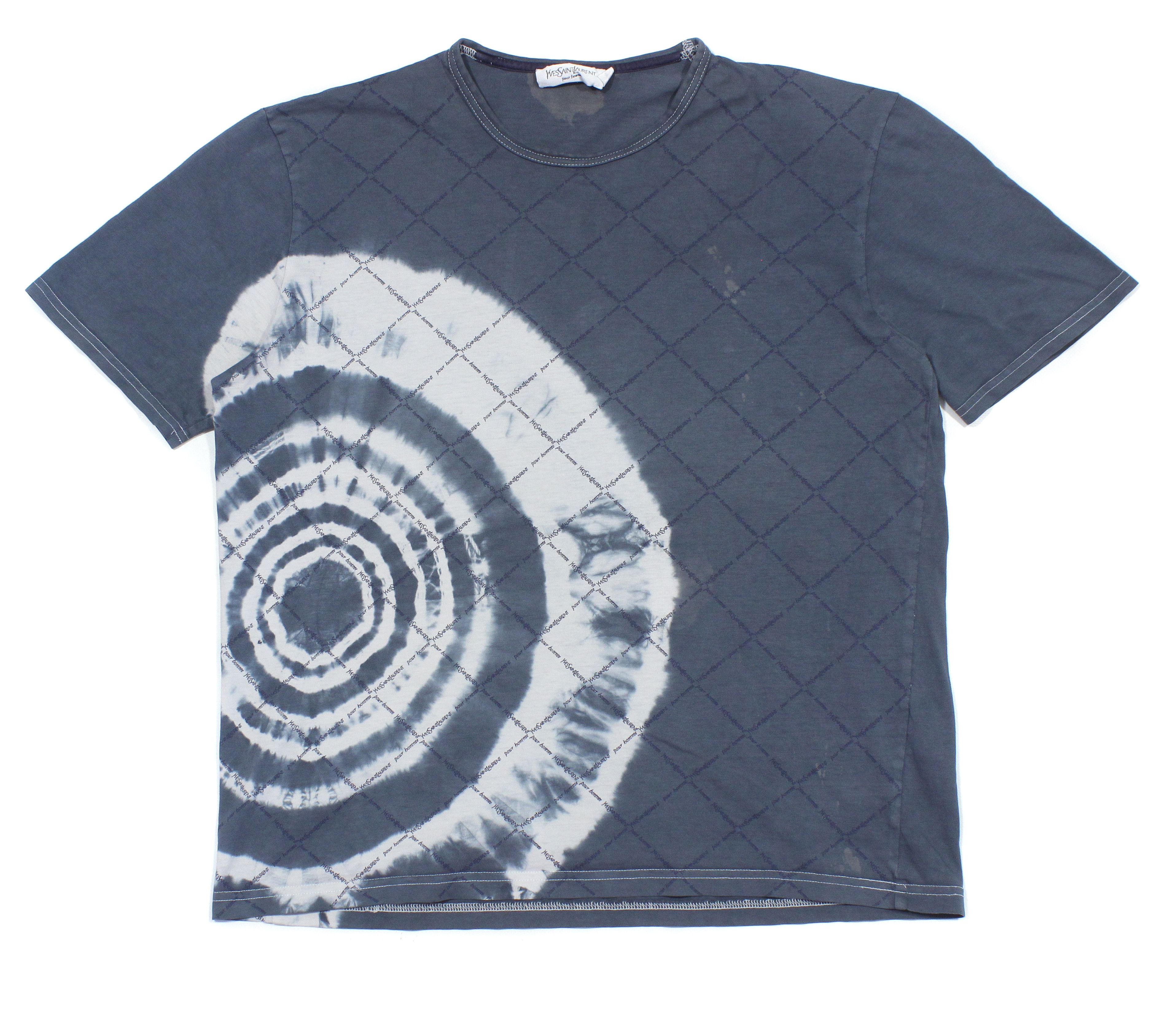 Yves Saint Laurent 90S YSL Multilogo Tie Dye T-Shirt Vintage Size US L / EU 52-54 / 3 - 1 Thumbnail