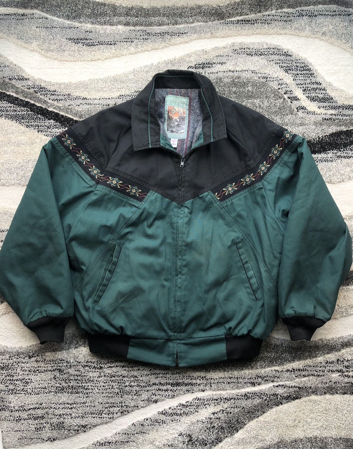 Vintage Canyon Guide Outfitters 90s Aztec Lined Jacket Zip Up Jacket Size XL