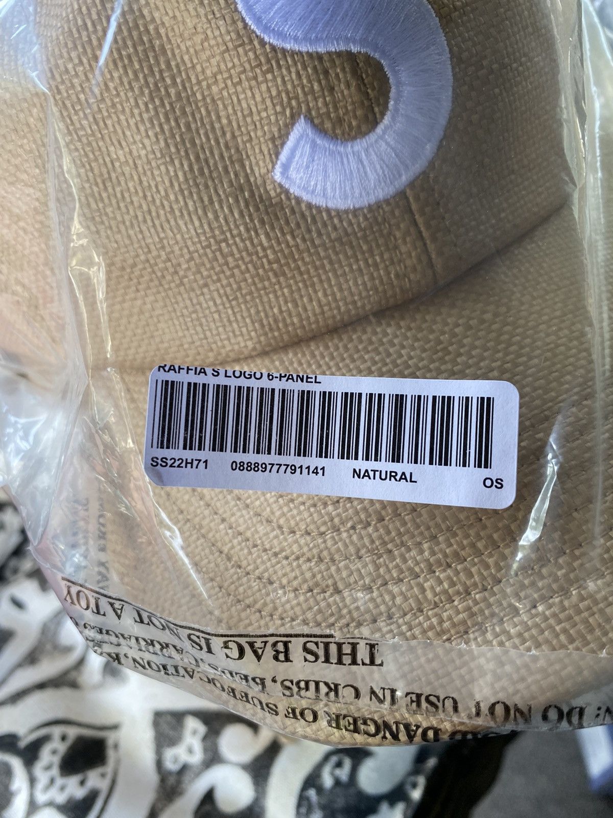 Supreme Supreme Raffia S LOGO 6 Panel Hat Natural DS Size ONE SIZE - 5 Thumbnail