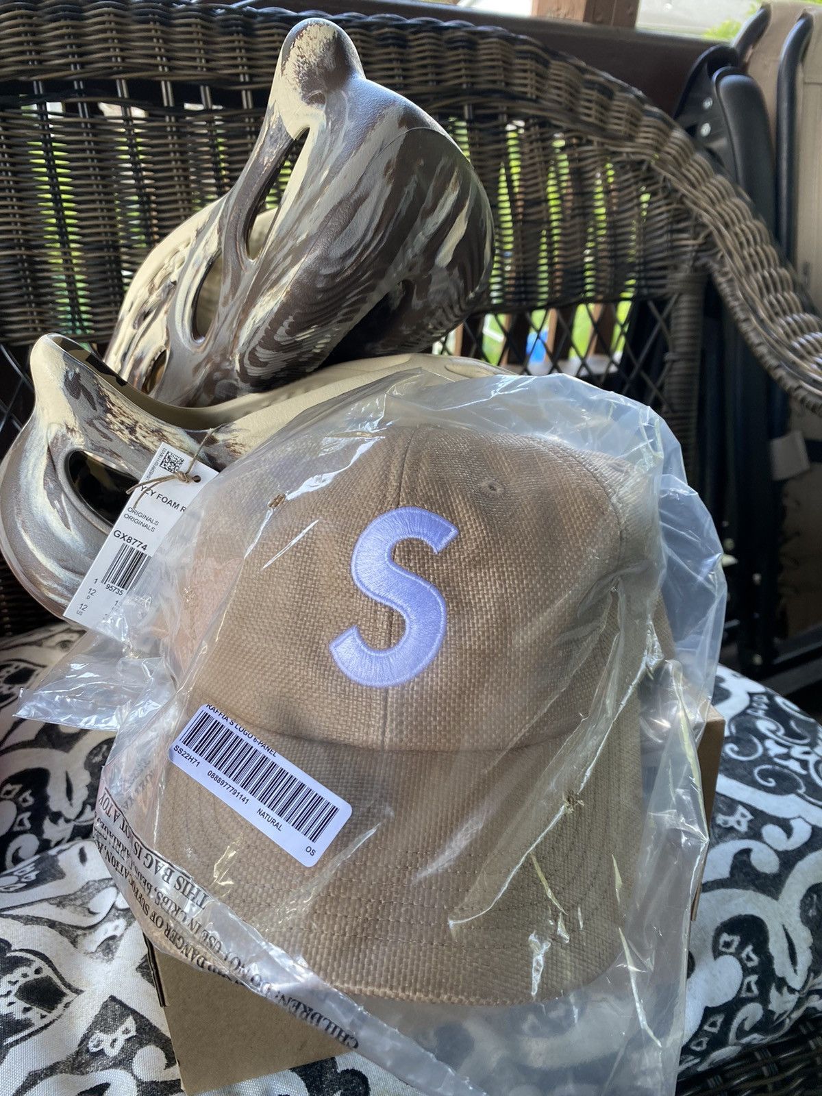 Supreme Supreme Raffia S LOGO 6 Panel Hat Natural DS Size ONE SIZE - 6 Thumbnail