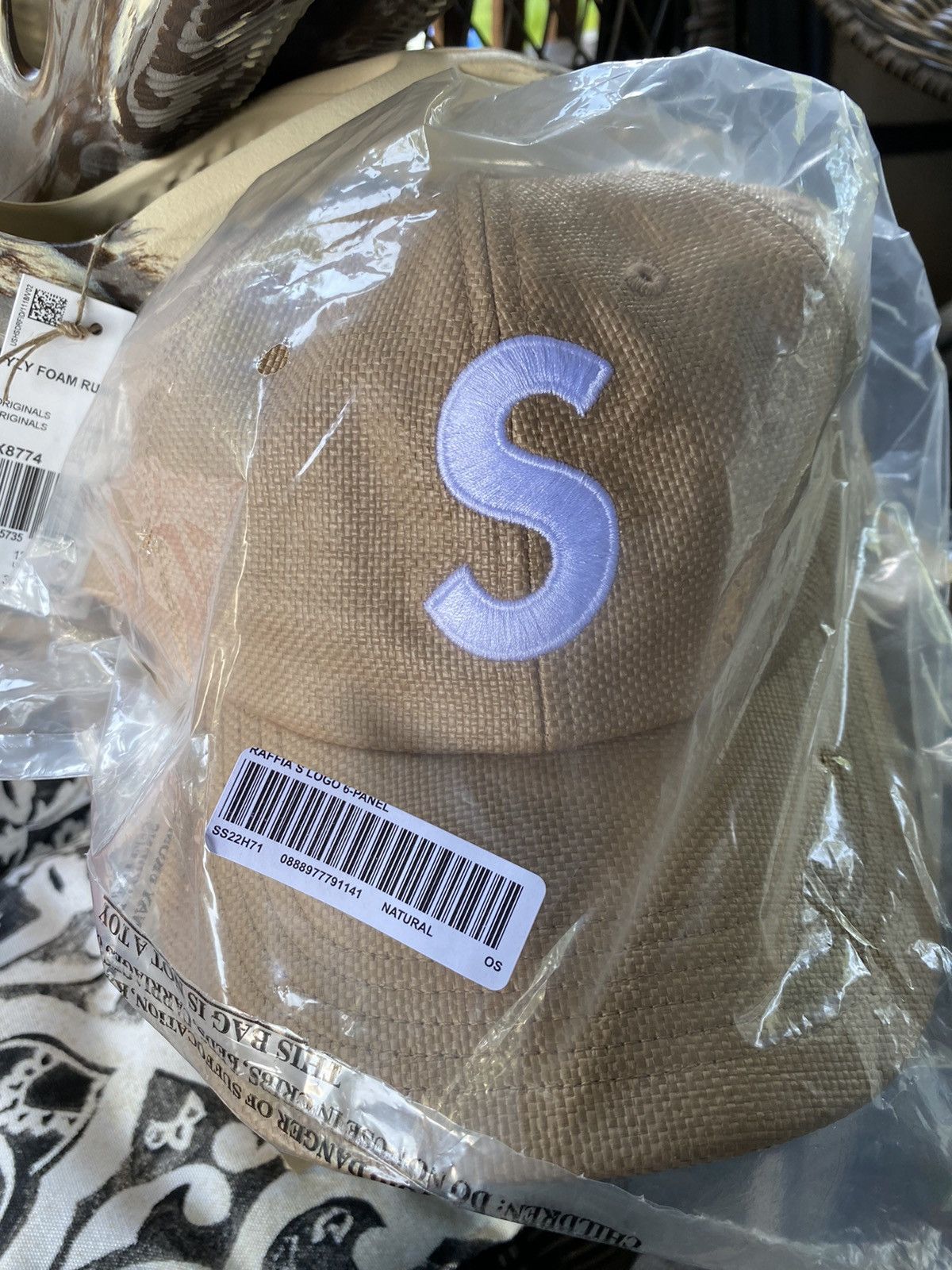 Supreme Supreme Raffia S LOGO 6 Panel Hat Natural DS Size ONE SIZE - 3 Thumbnail
