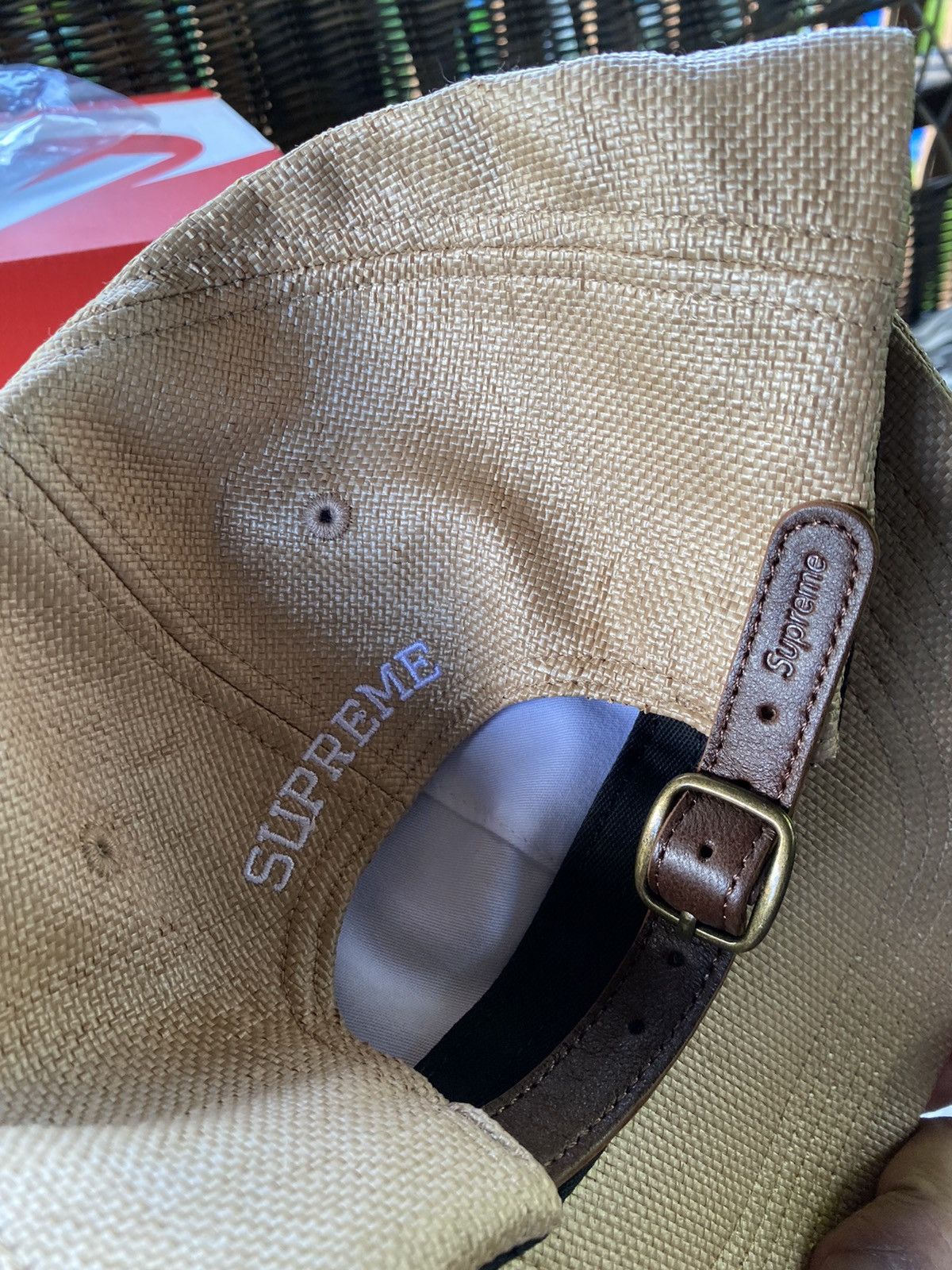 Supreme Supreme Raffia S LOGO 6 Panel Hat Natural DS Size ONE SIZE - 8 Thumbnail