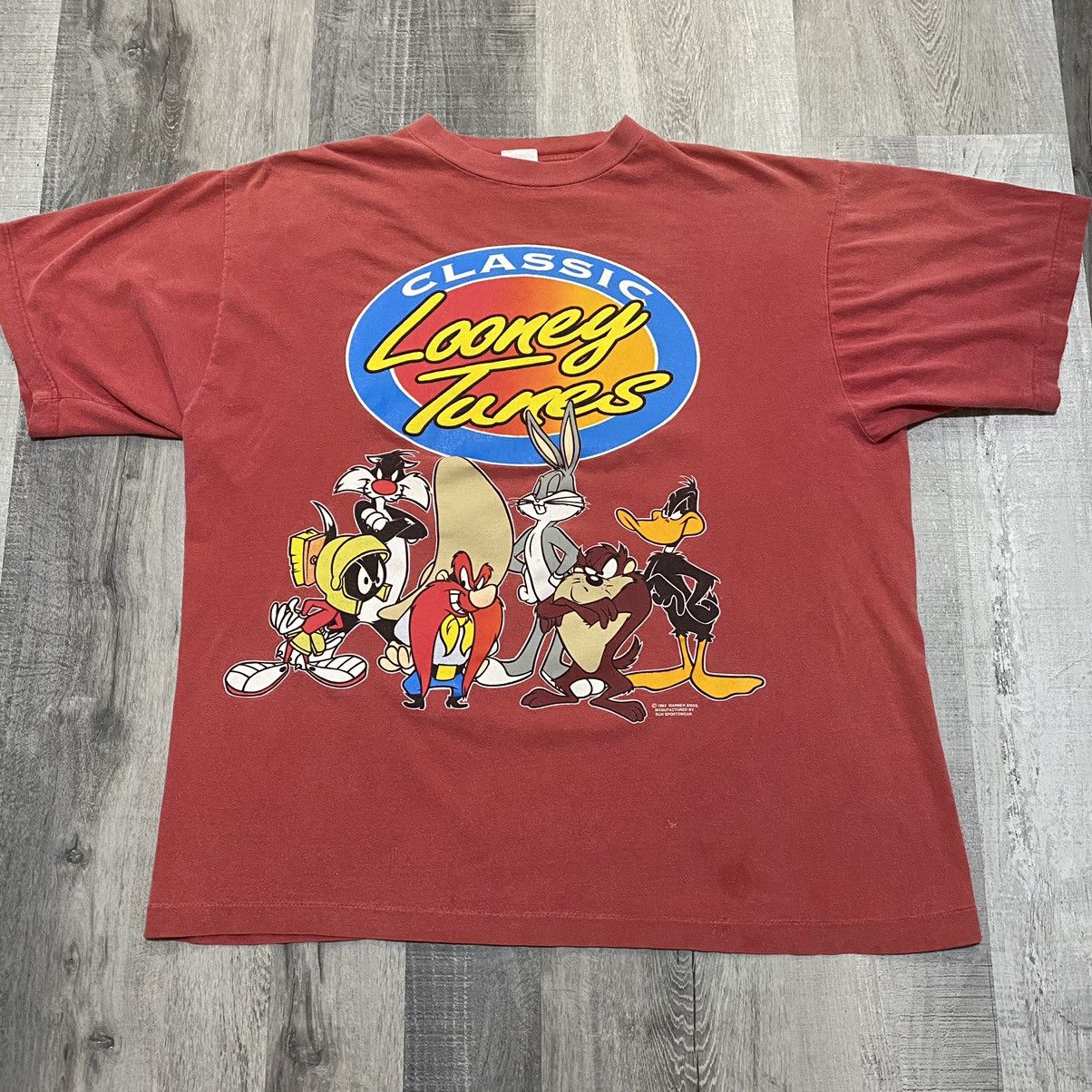 90'S MOVIE WORLD LOONEY TUNES Bugs Bunny character print T-shirt Men's M Vintage /eaa447131