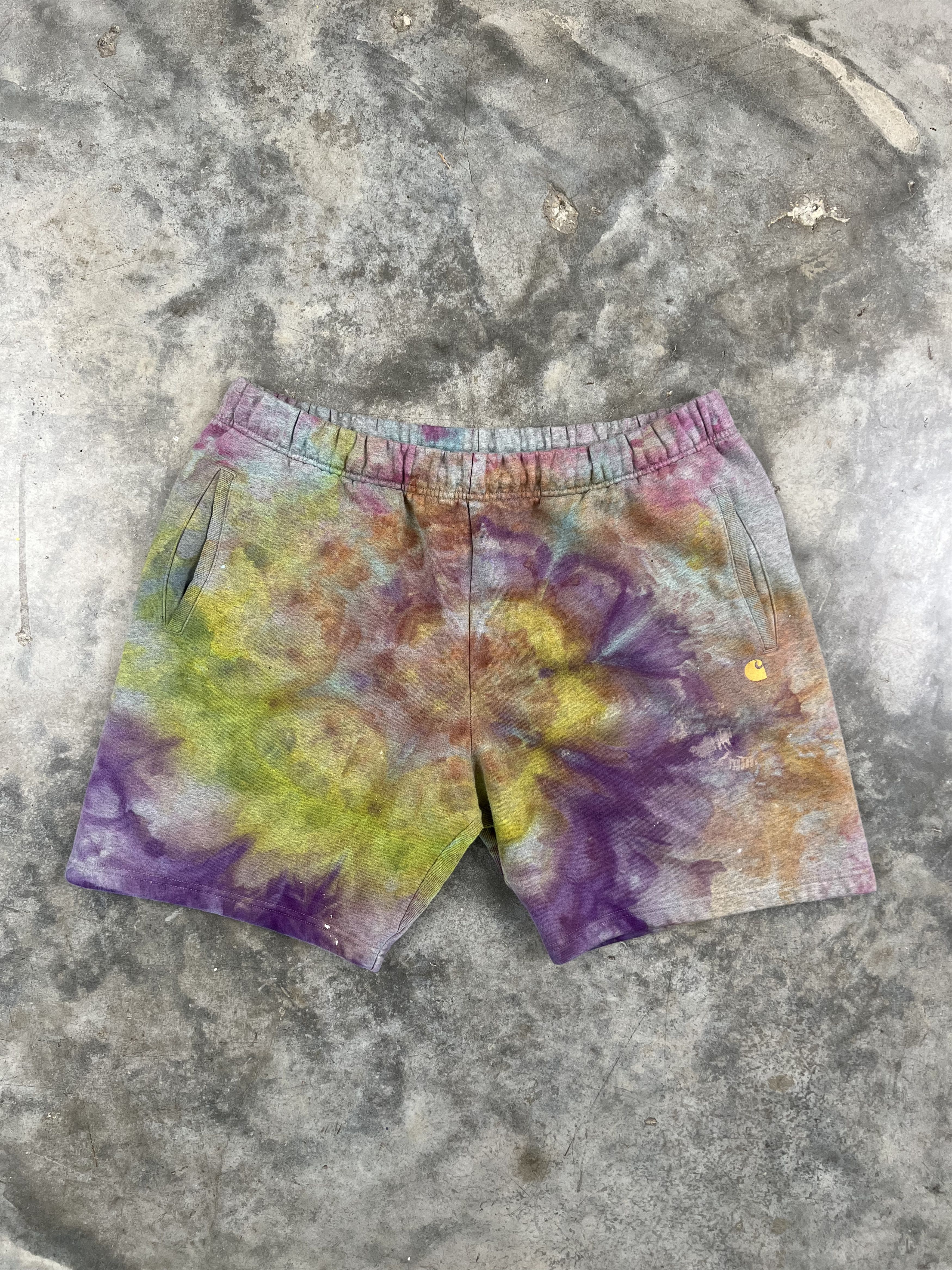 image of Carhartt Wip Carhartt Work In Progress Tie Dye Chase Sweat Shorts Xxl in Grey, Men's (Size 38)