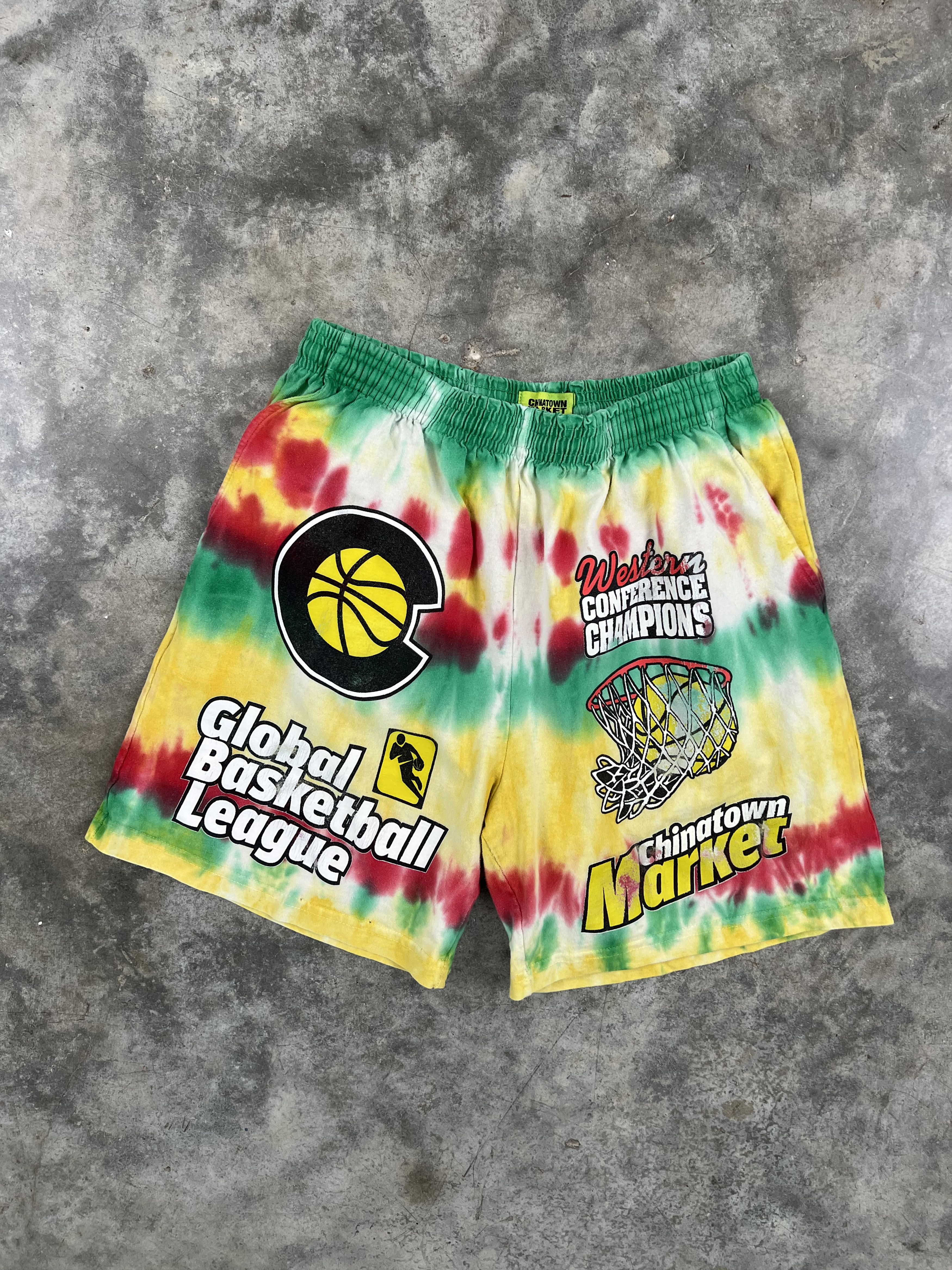 Market Chinatown Market Tie Dye Global Basketball League Shorts Size US 32 / EU 48 - 1 Thumbnail