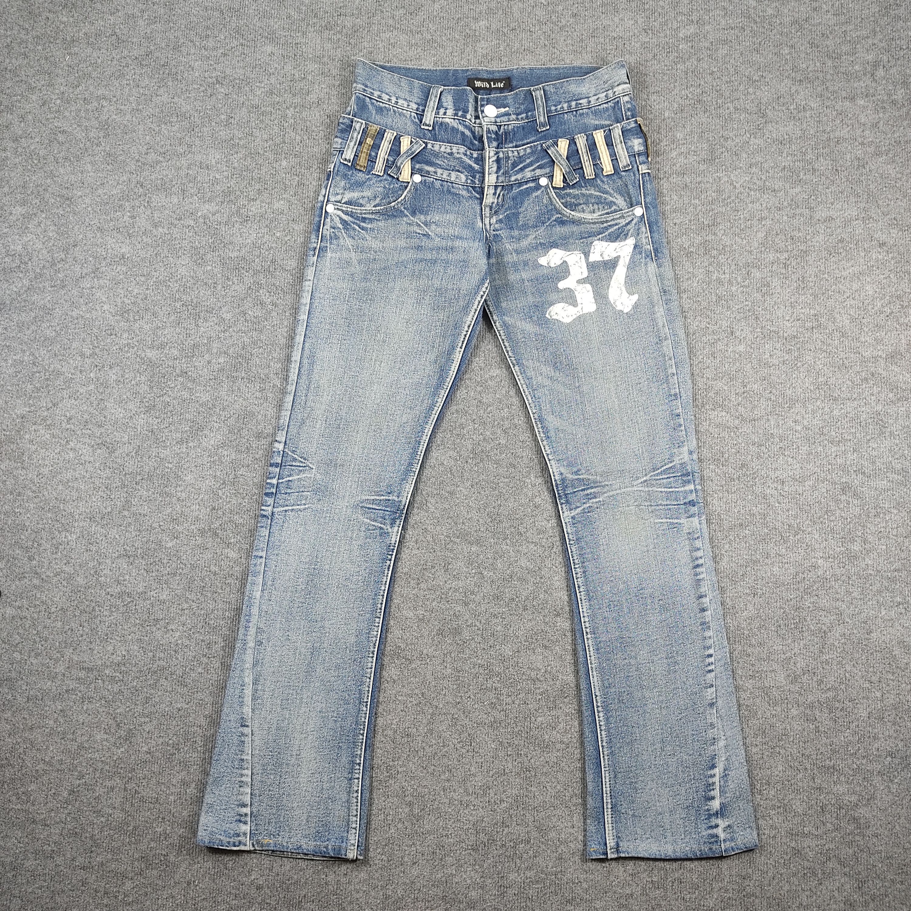 Japanese Brand Double Waist Vintage Wild Life Angel Wing Print Jeans Size US 33 - 1 Thumbnail