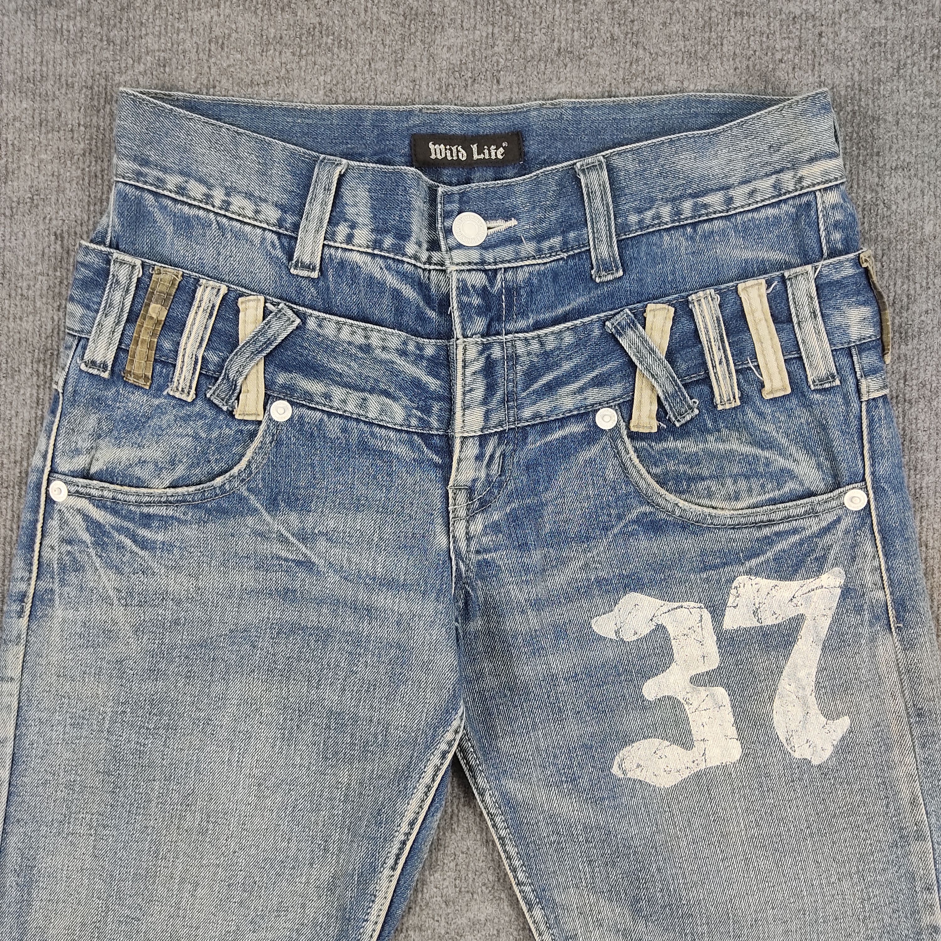 Japanese Brand Double Waist Vintage Wild Life Angel Wing Print Jeans Size US 33 - 4 Thumbnail