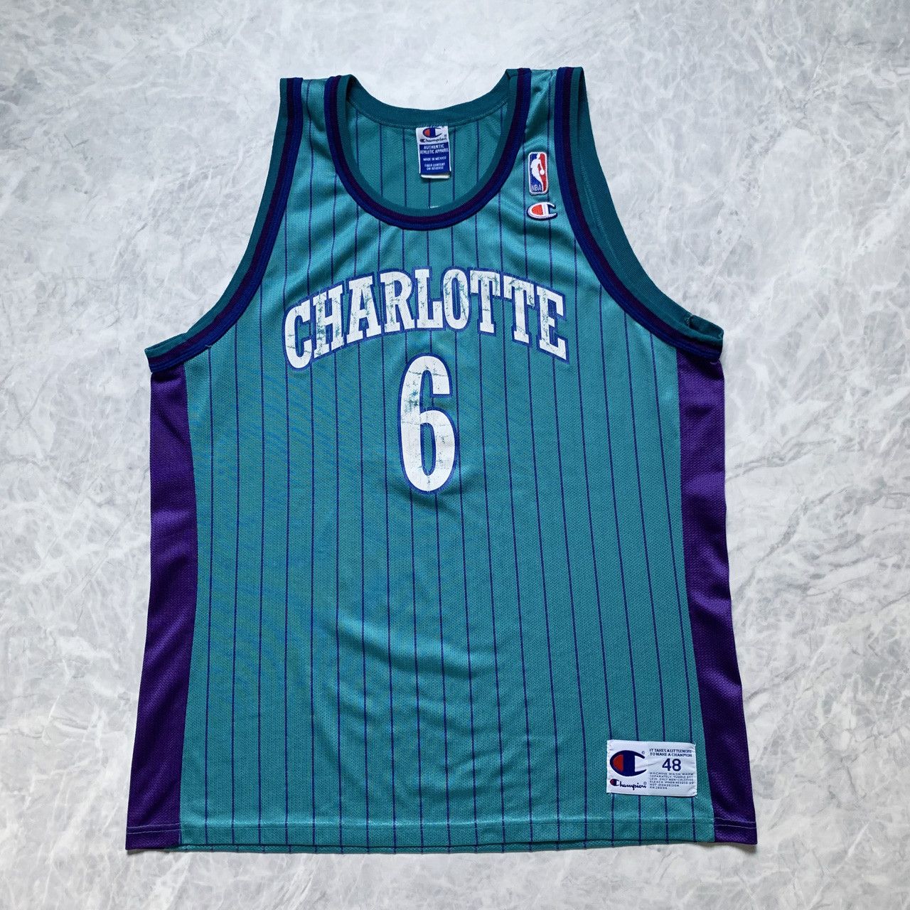 Champion × NBA × Vintage VTG 90s NBA CHARLOTTE HORNETS EDDIE