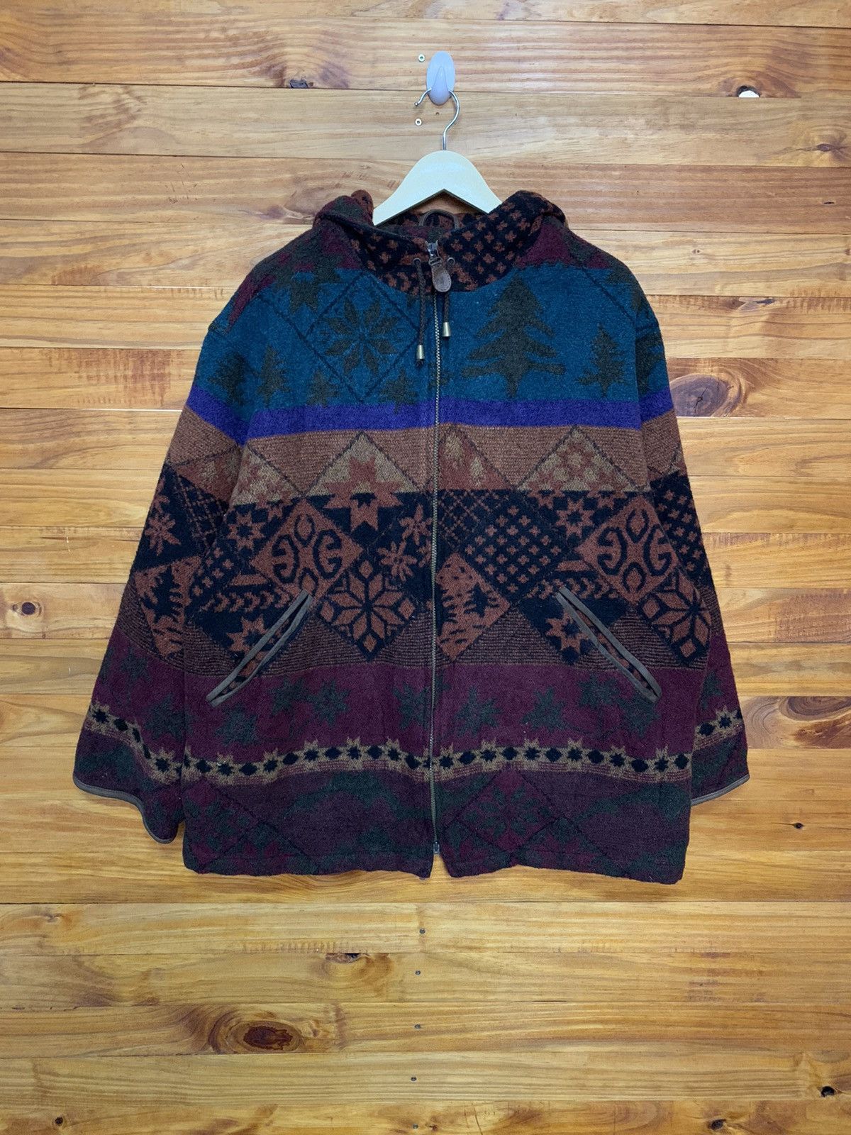L.L. Bean Vintage LL BEAN Aztec Fleece Zipper Hoodie Size US L / EU 52-54 / 3 - 1 Thumbnail