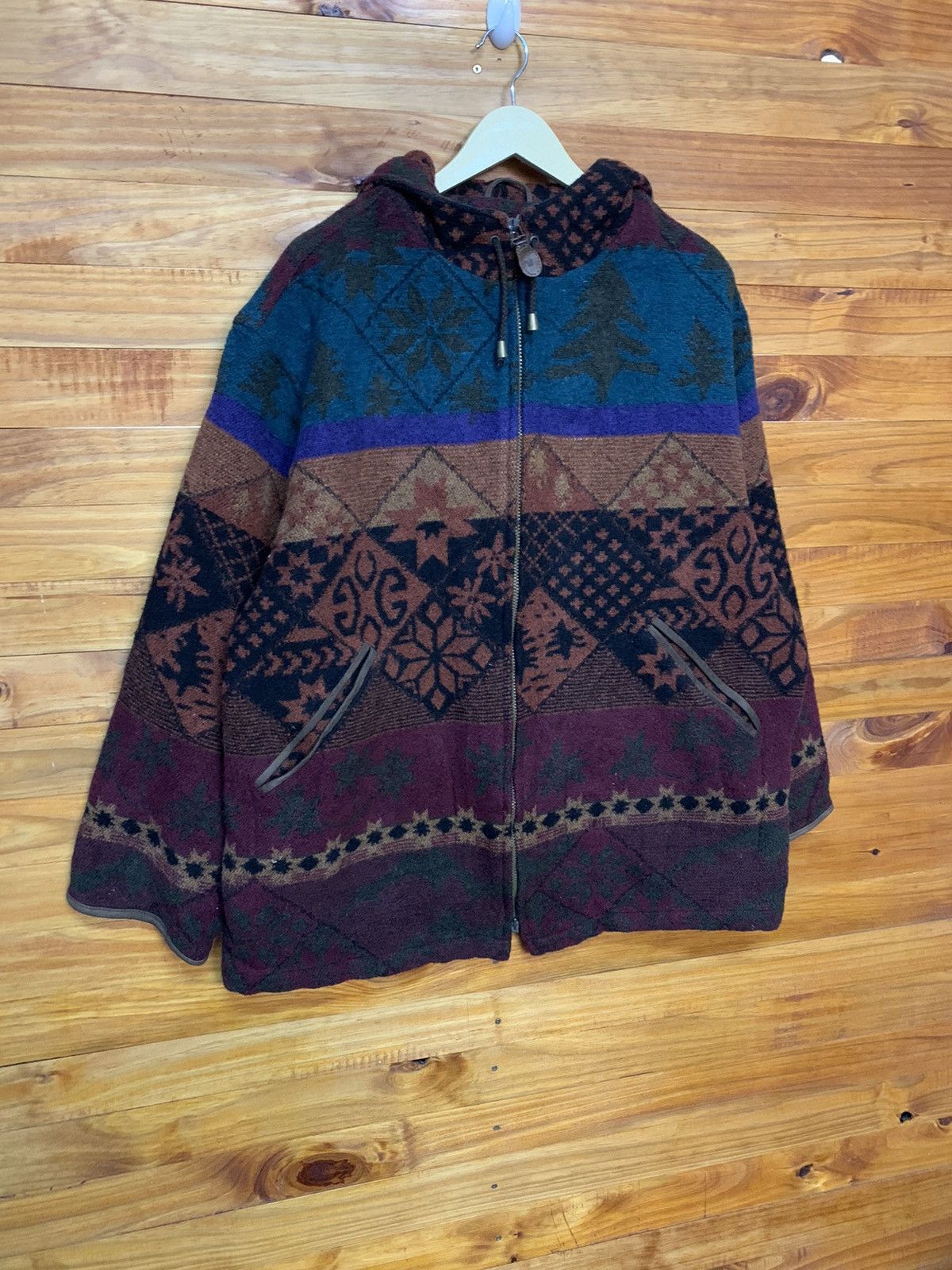 L.L. Bean Vintage LL BEAN Aztec Fleece Zipper Hoodie Size US L / EU 52-54 / 3 - 3 Thumbnail