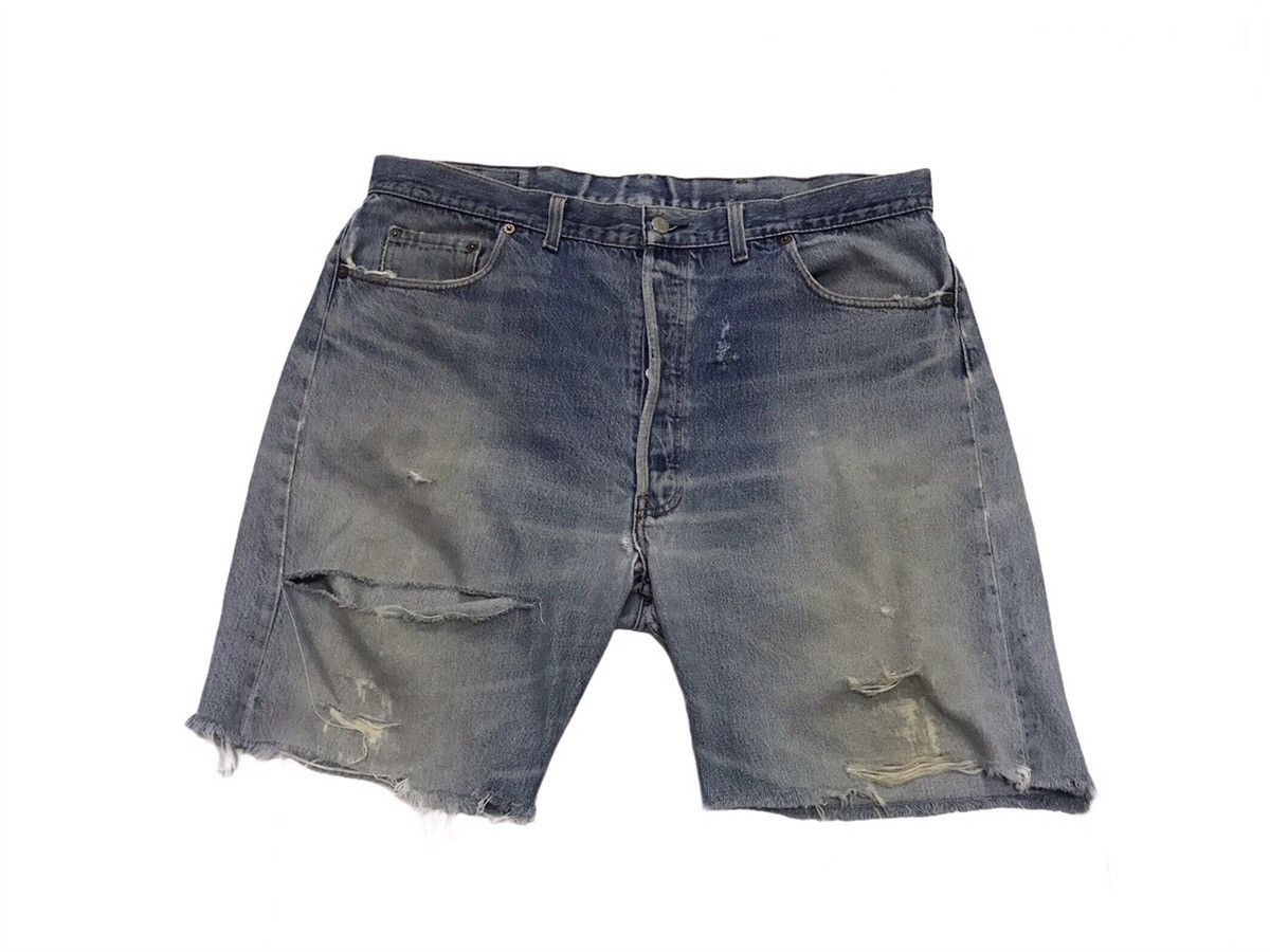 Levi's Vintage 80s Levis 501 homeless distressted cut denim Size US 39 - 5 Thumbnail