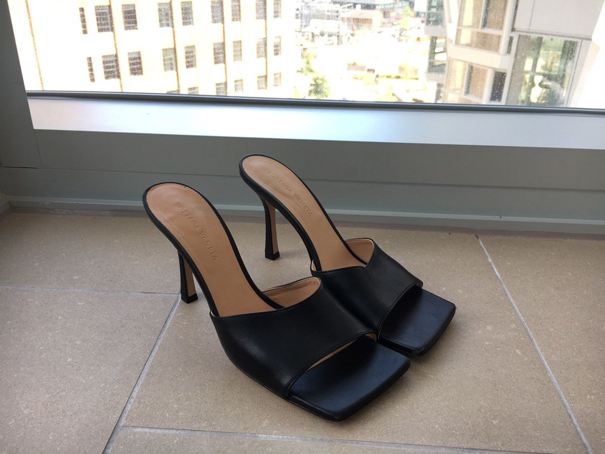 Bottega Veneta Black stretch heeled mules