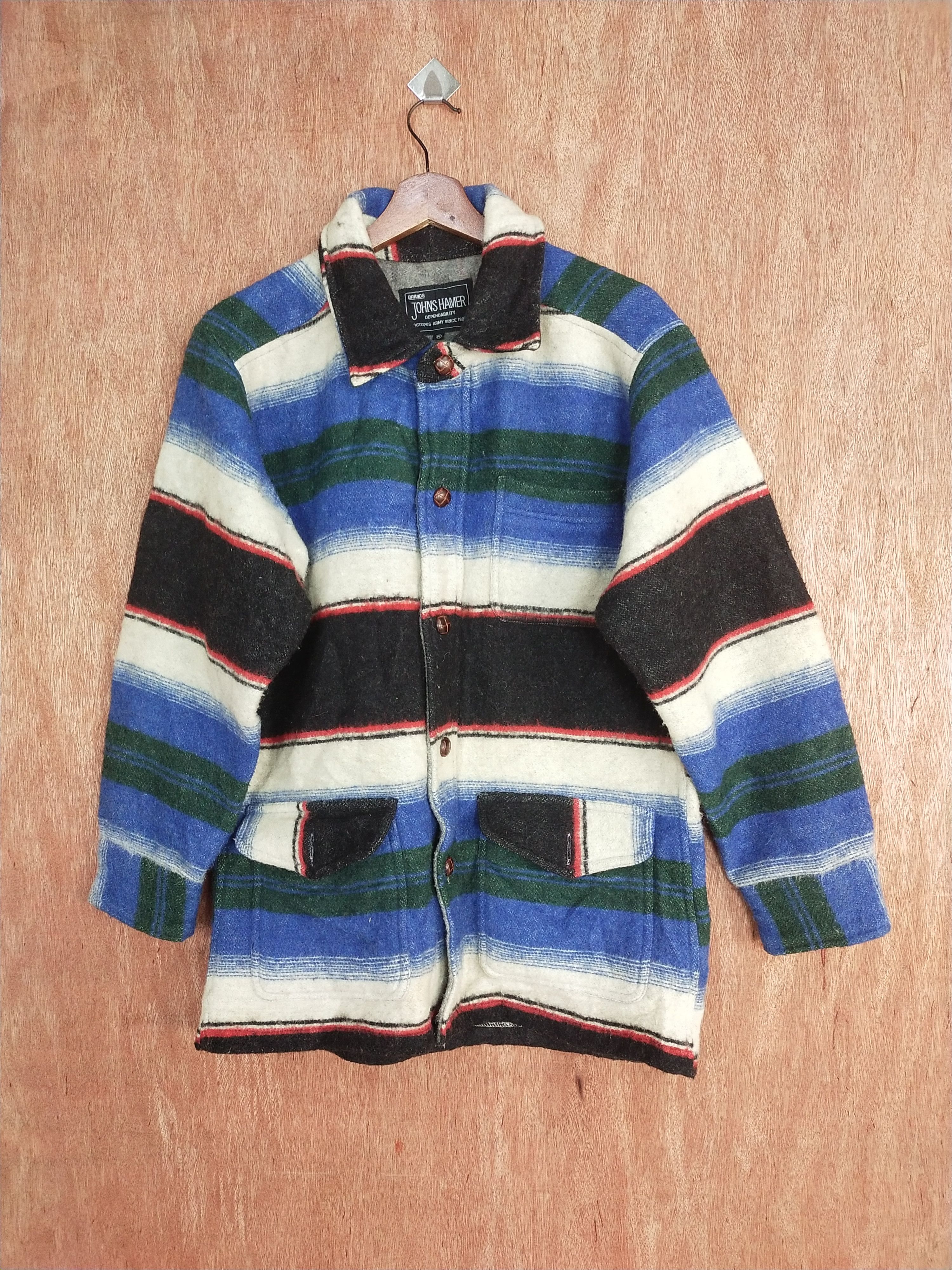 Japanese Brand Johns Hamer blue/black stripe mohair jacket #H468 Size US M / EU 48-50 / 2 - 1 Thumbnail