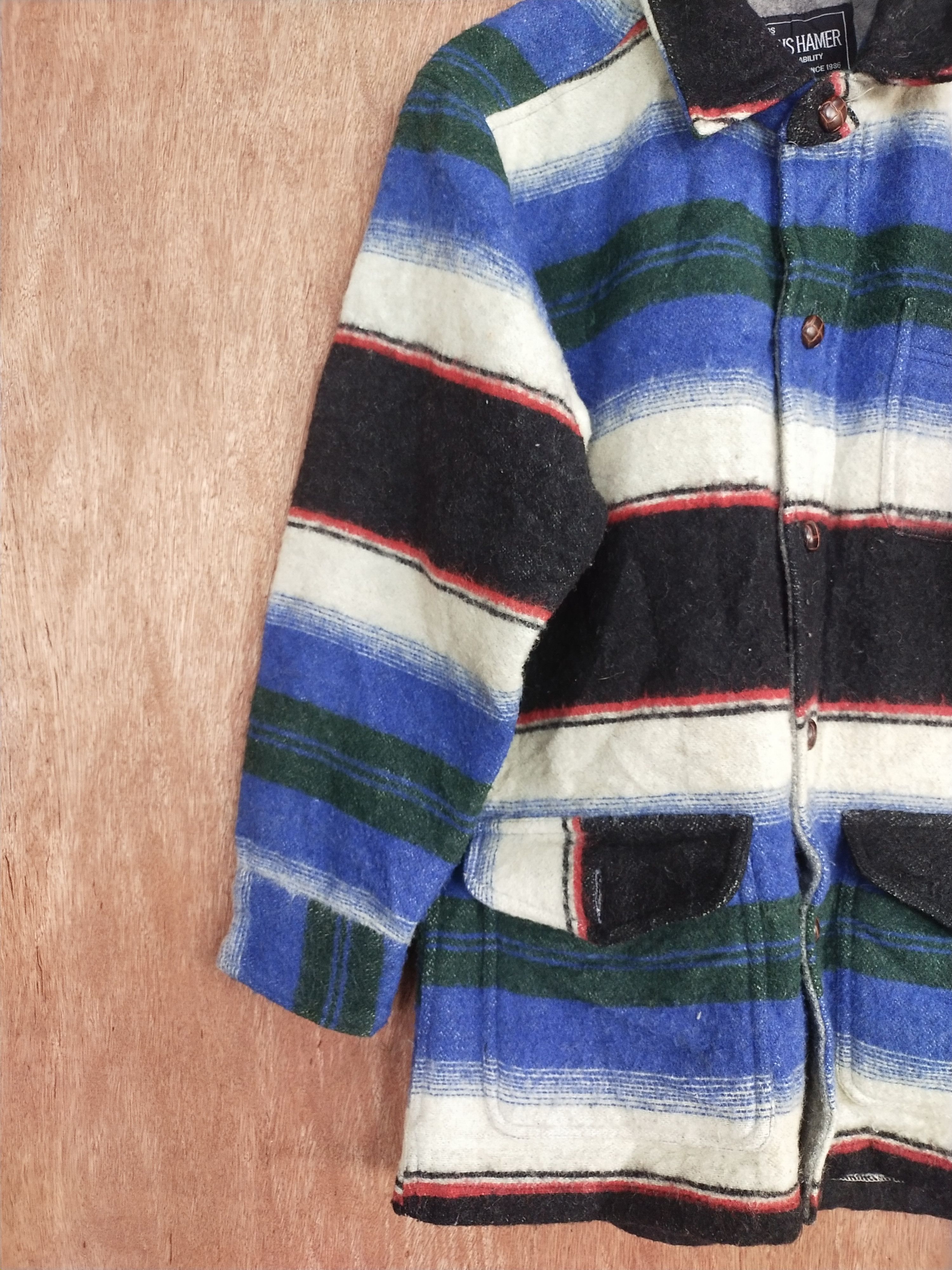 Japanese Brand Johns Hamer blue/black stripe mohair jacket #H468 Size US M / EU 48-50 / 2 - 3 Thumbnail