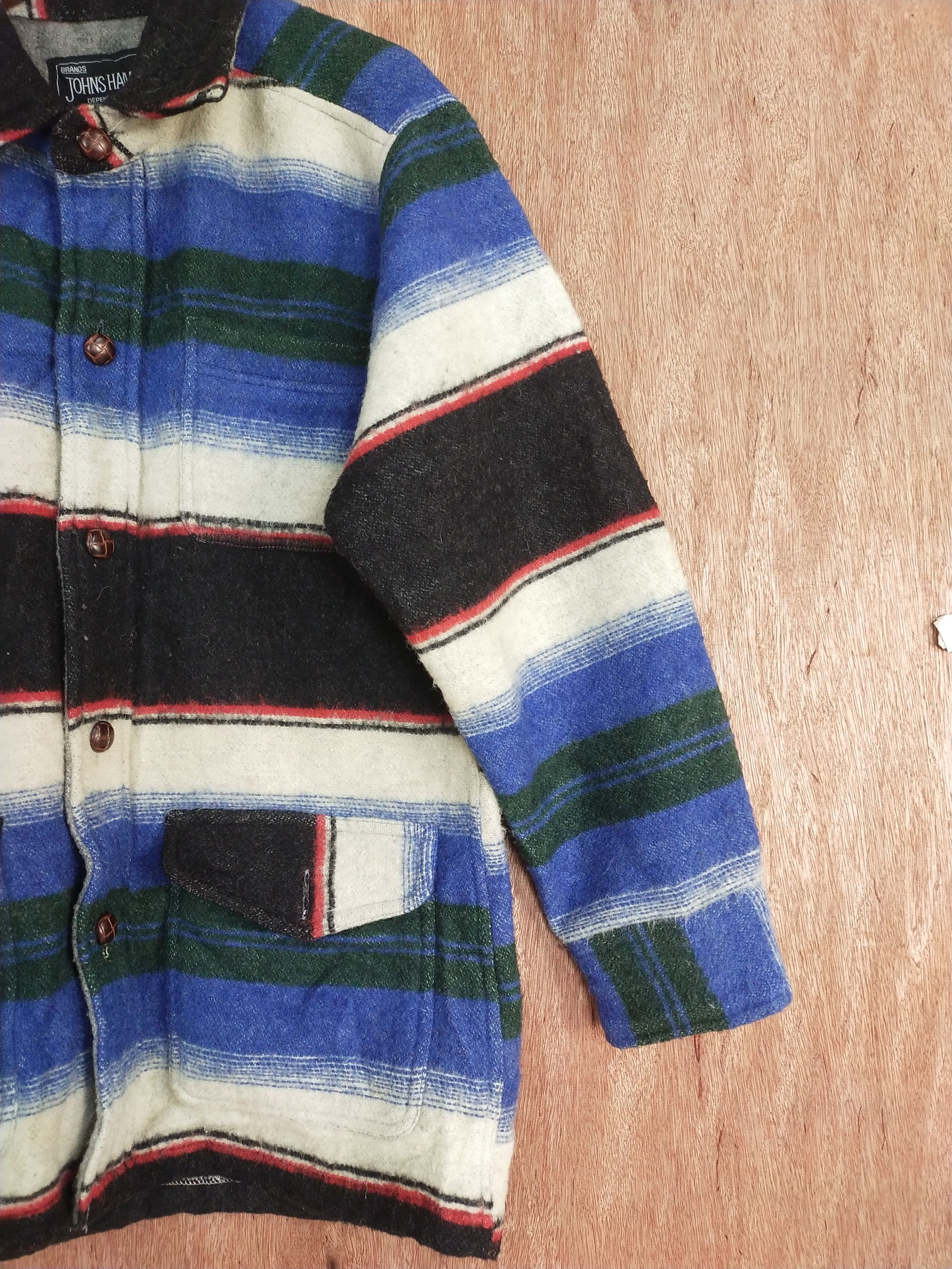 Japanese Brand Johns Hamer blue/black stripe mohair jacket #H468 Size US M / EU 48-50 / 2 - 5 Thumbnail