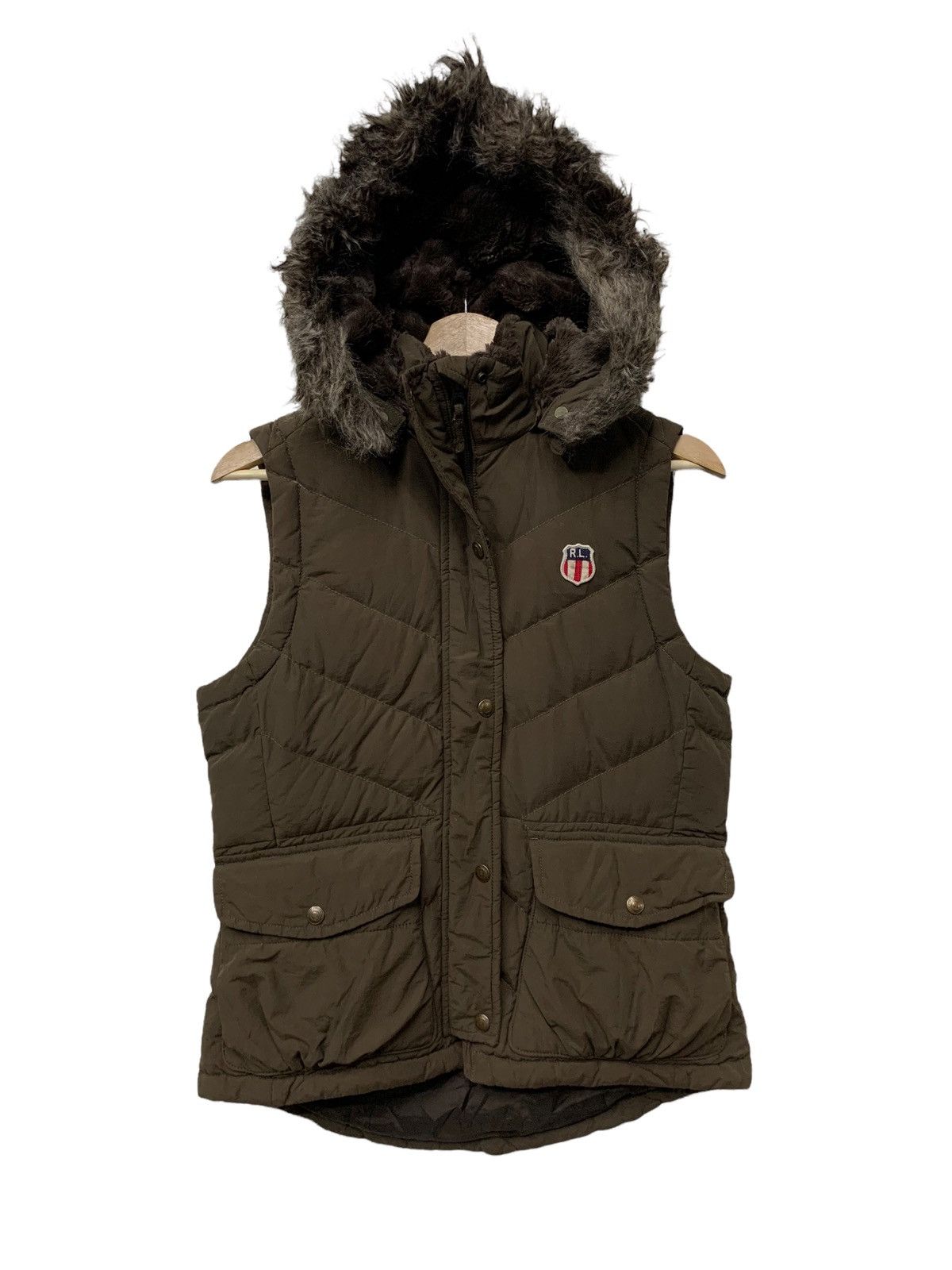 🔥POLO RL MINK FUR PUFFER VEST HOODIE