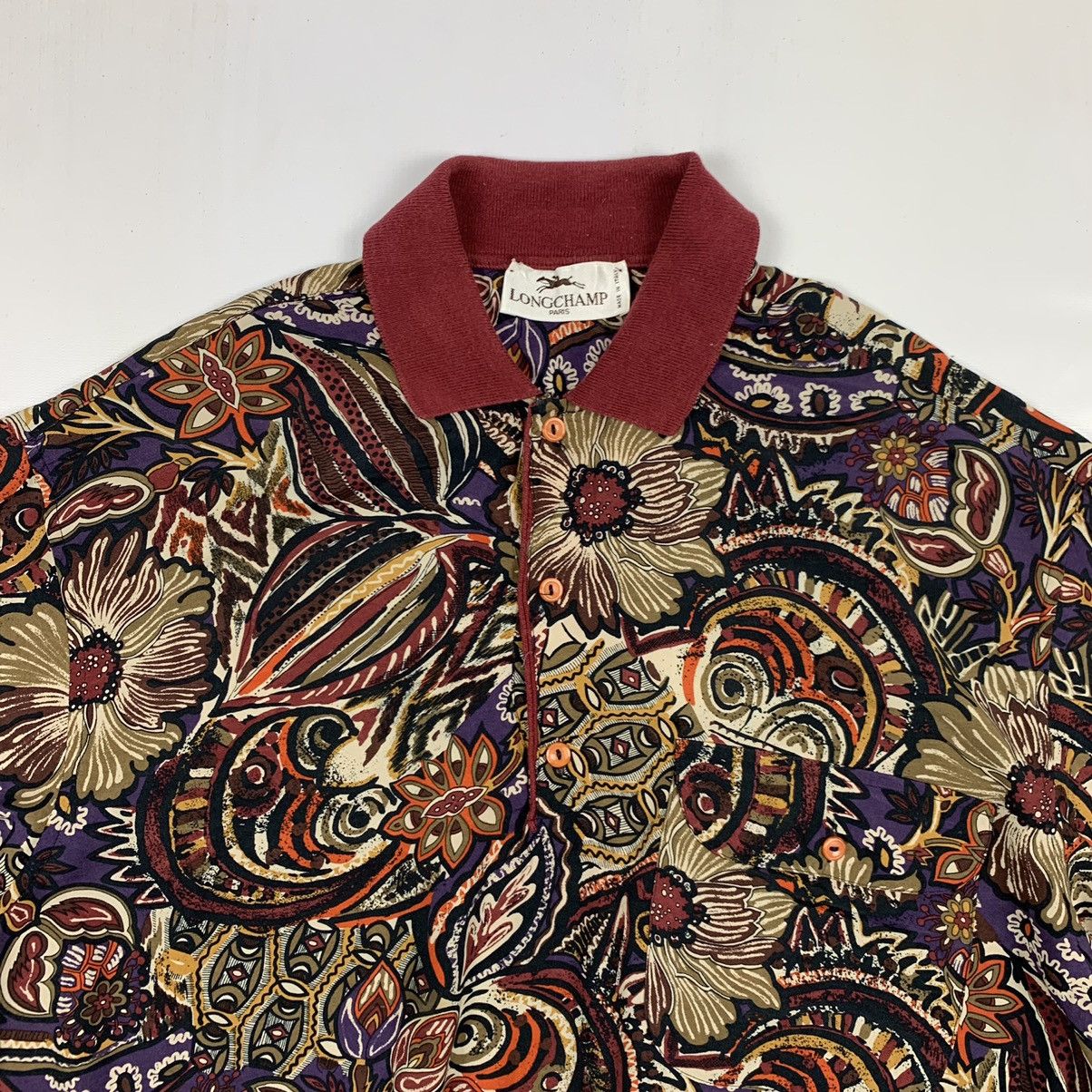Longchamp Vintage Longcham Paris Paisley Flower Collar Shirt Size US L / EU 52-54 / 3 - 5 Thumbnail