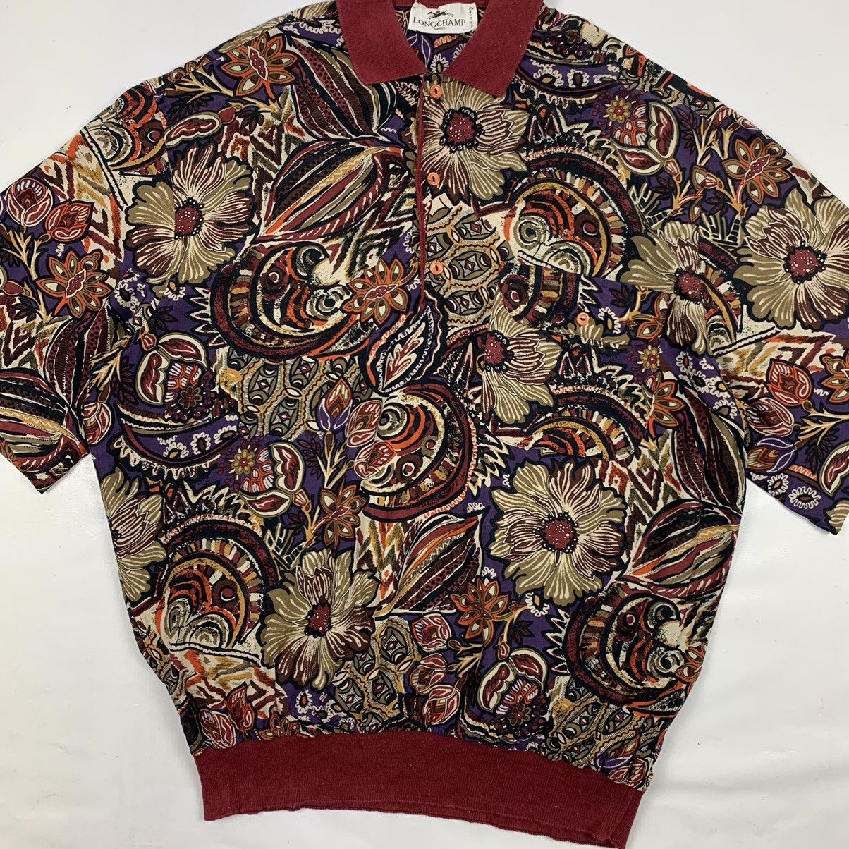 Longchamp Vintage Longcham Paris Paisley Flower Collar Shirt Size US L / EU 52-54 / 3 - 4 Thumbnail