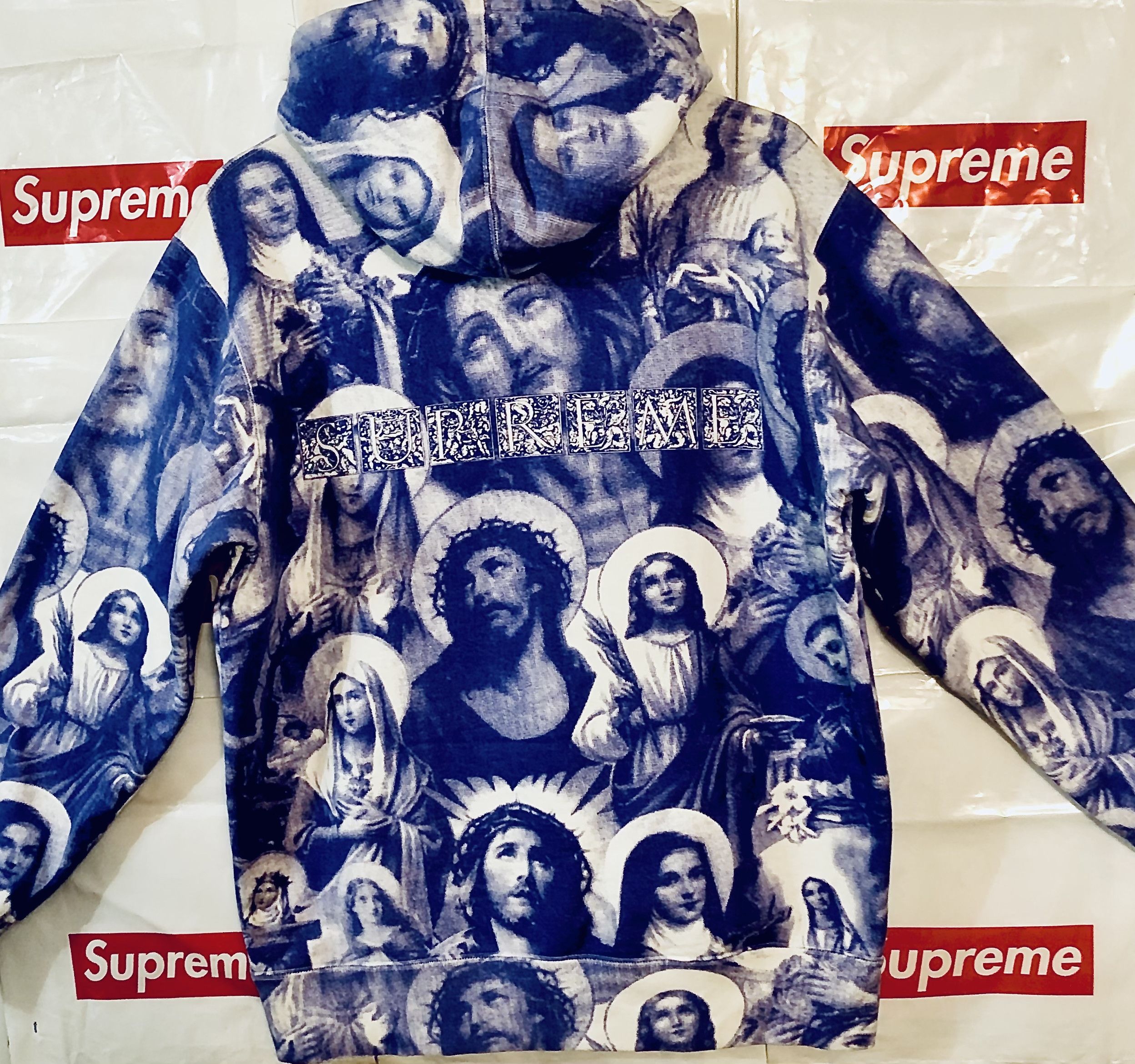 Jesus and mary hooded sweatshirt supreme clearance