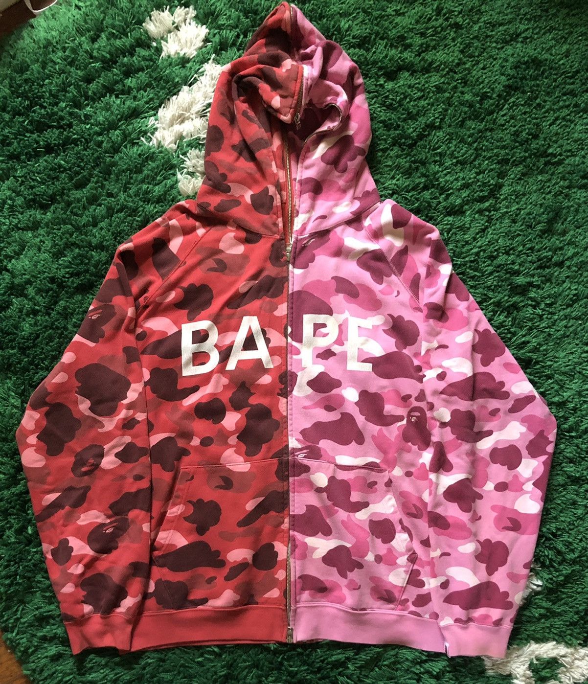 Bape Nigo bape split camo full zip hoodie Grailed