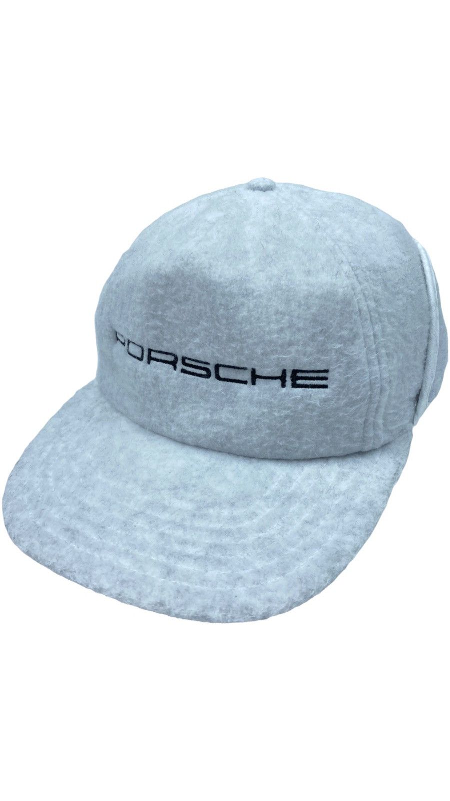 image of Porsche Design 80's Porsche Mobil 1 Vintage Big Logo Fleece Winter Cap Hat in Grey, Men's