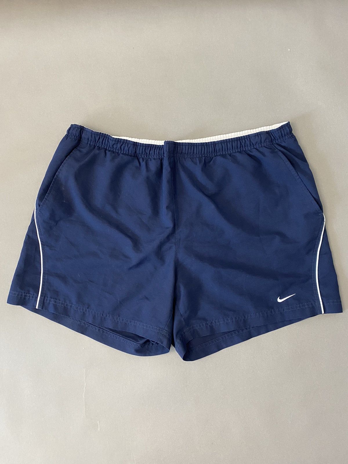 Nike × Vintage Nike vintage navy track pant shorts small swoosh 2000s Size US 34 / EU 50 - 1 Thumbnail