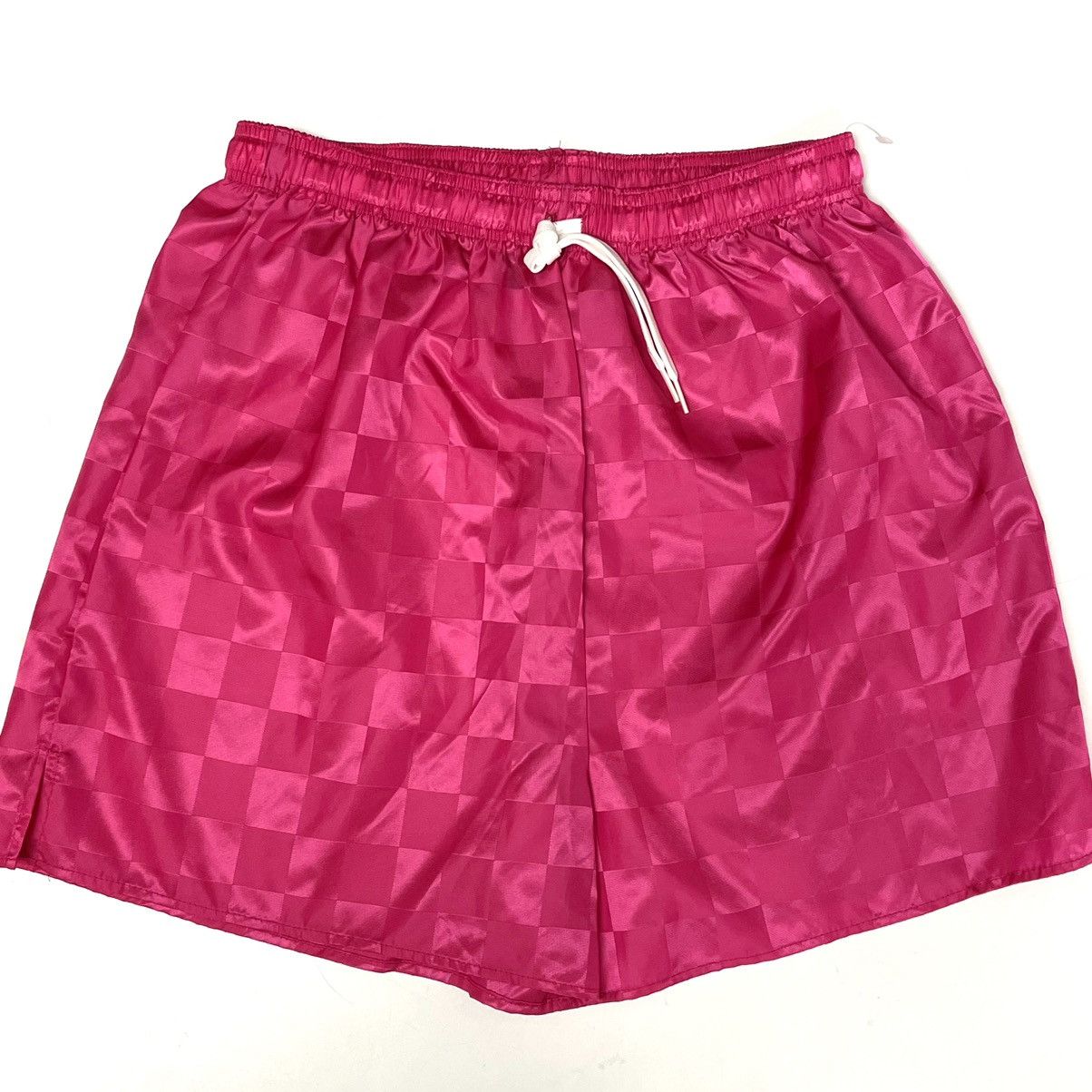 New 90's NEON HoT Pink SHINY CHECKER Soccer Athletic Shorts
