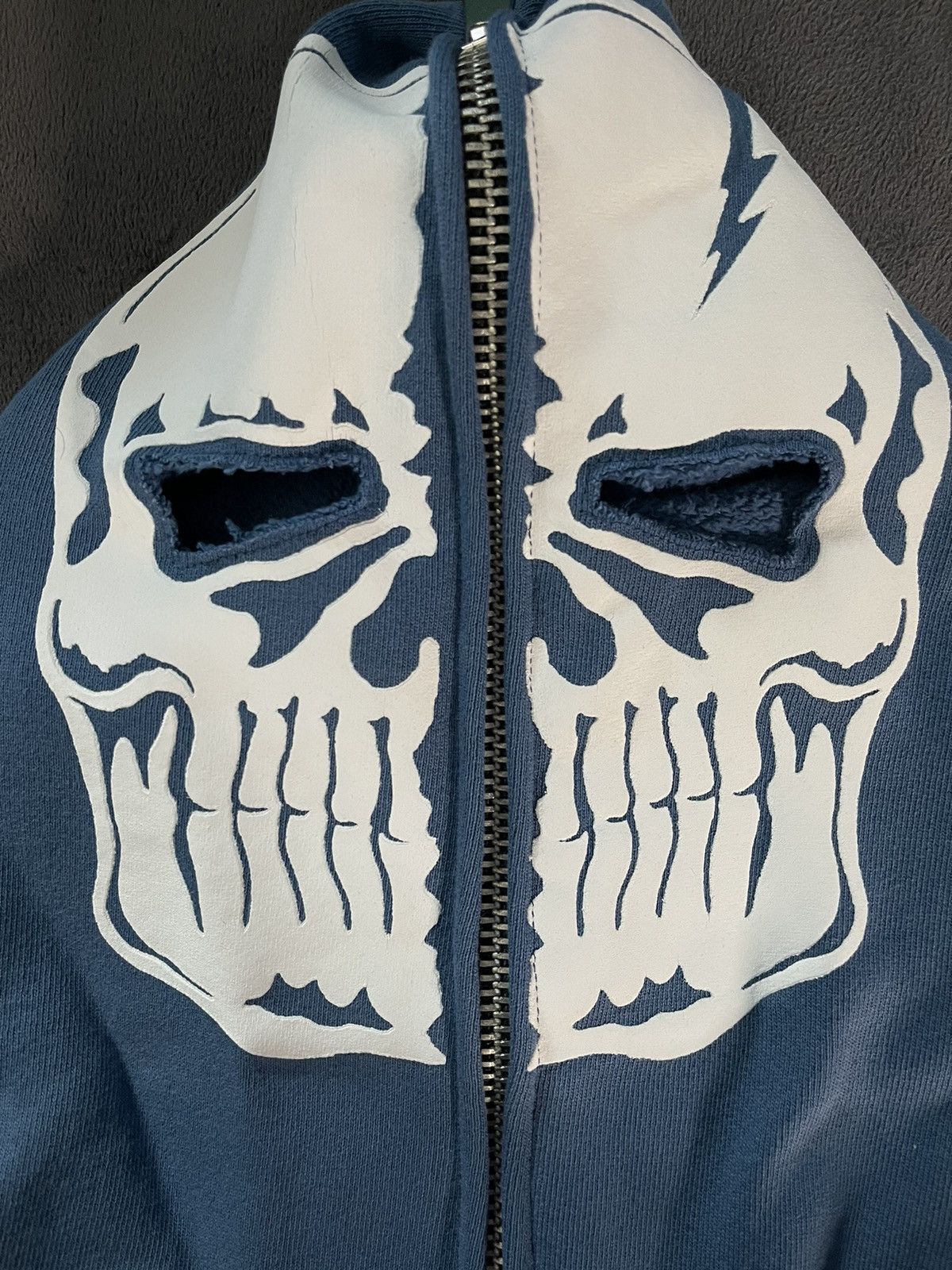 Warren Lotas Warren Lotas Indigo Skull Zip Hoodie | Grailed