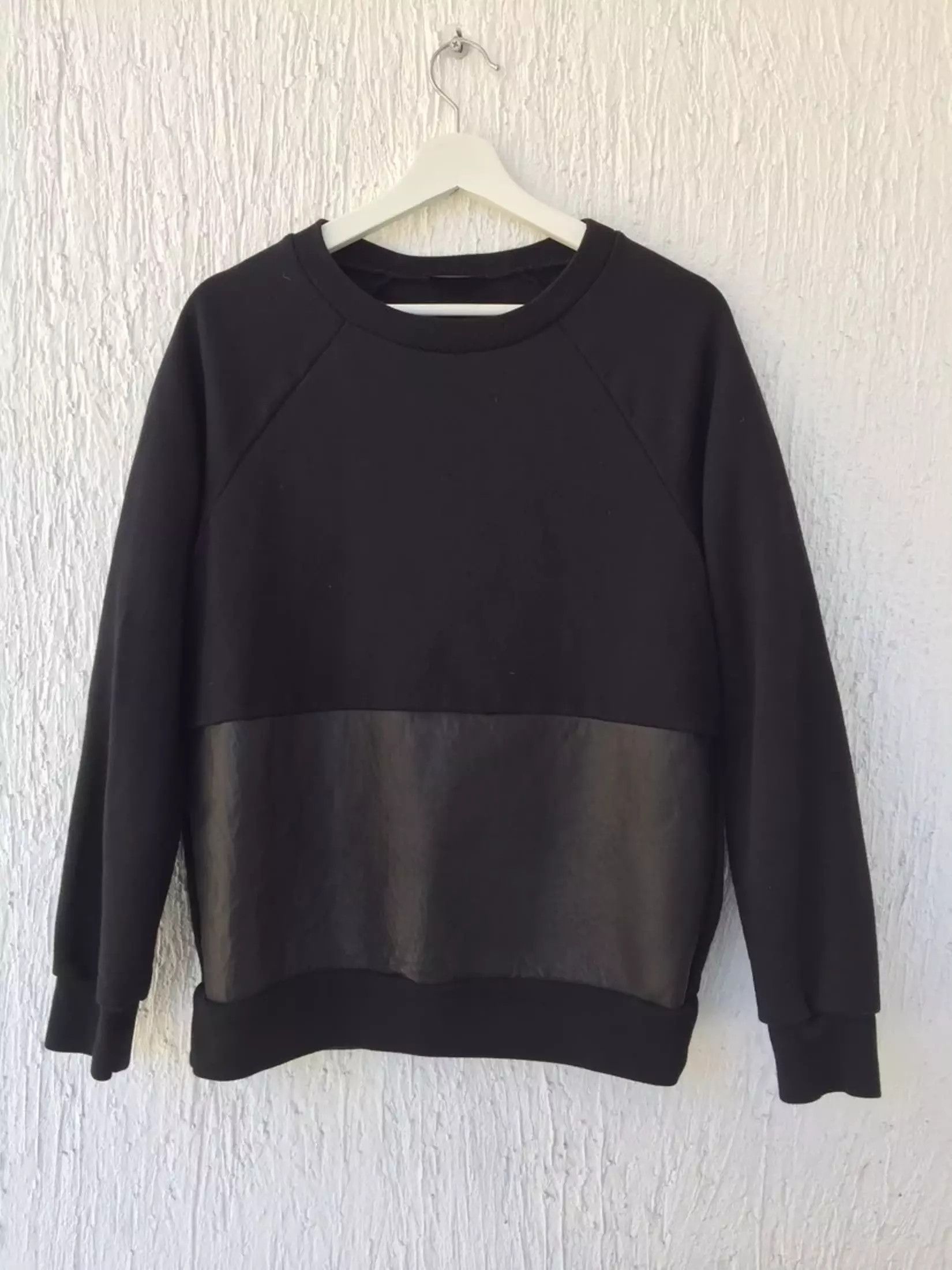 Les Hommes Black Leather Panel Sweatshirt Size US S / EU 44-46 / 1 - 2 Thumbnail