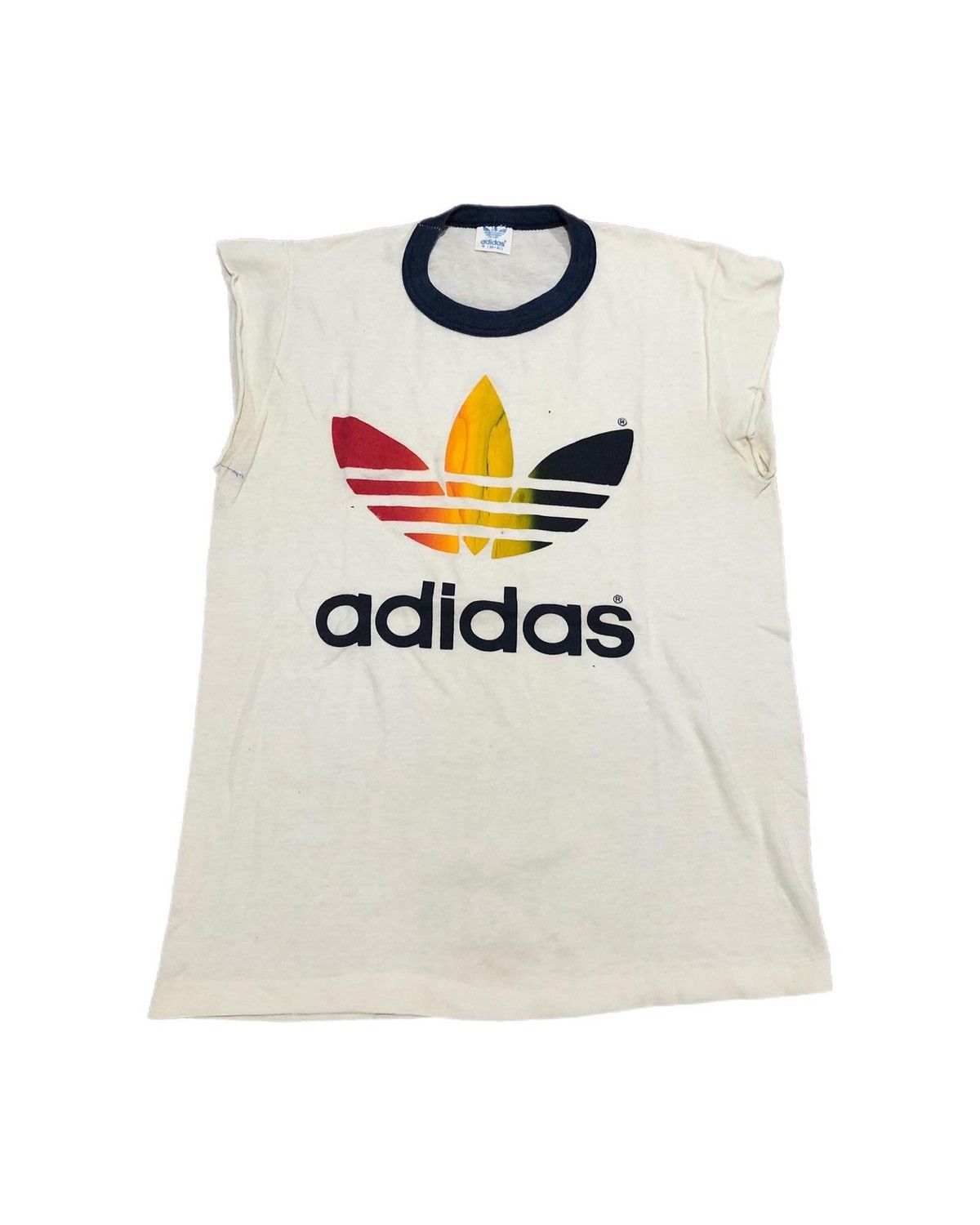 Vintage 70s Adidas Rainbow Trefoil Cutoff