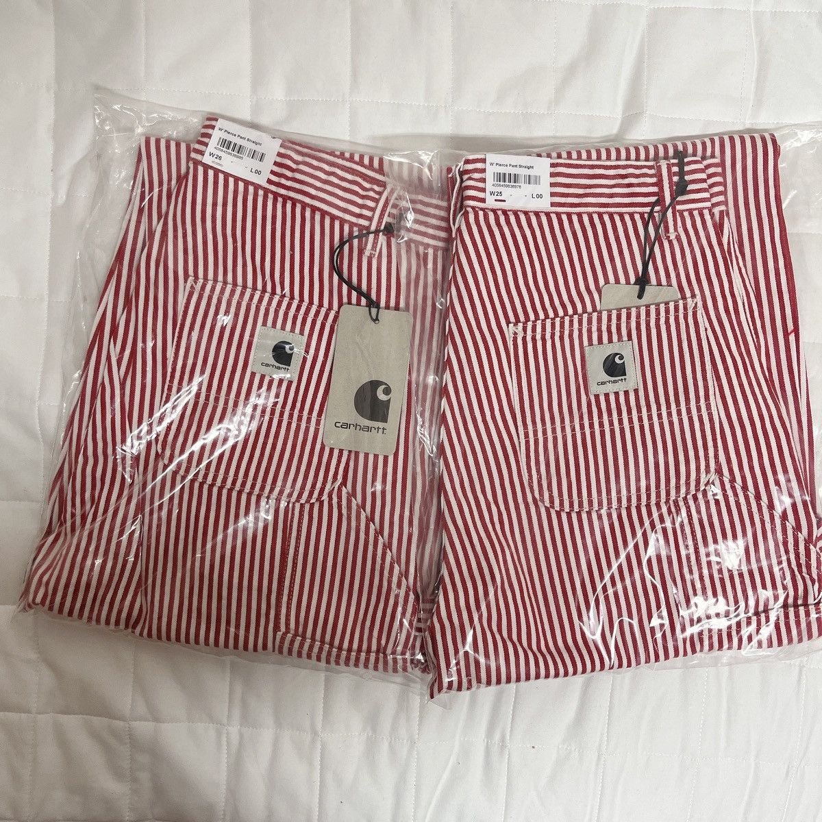 Carhartt WIP Striped Trousers in Red