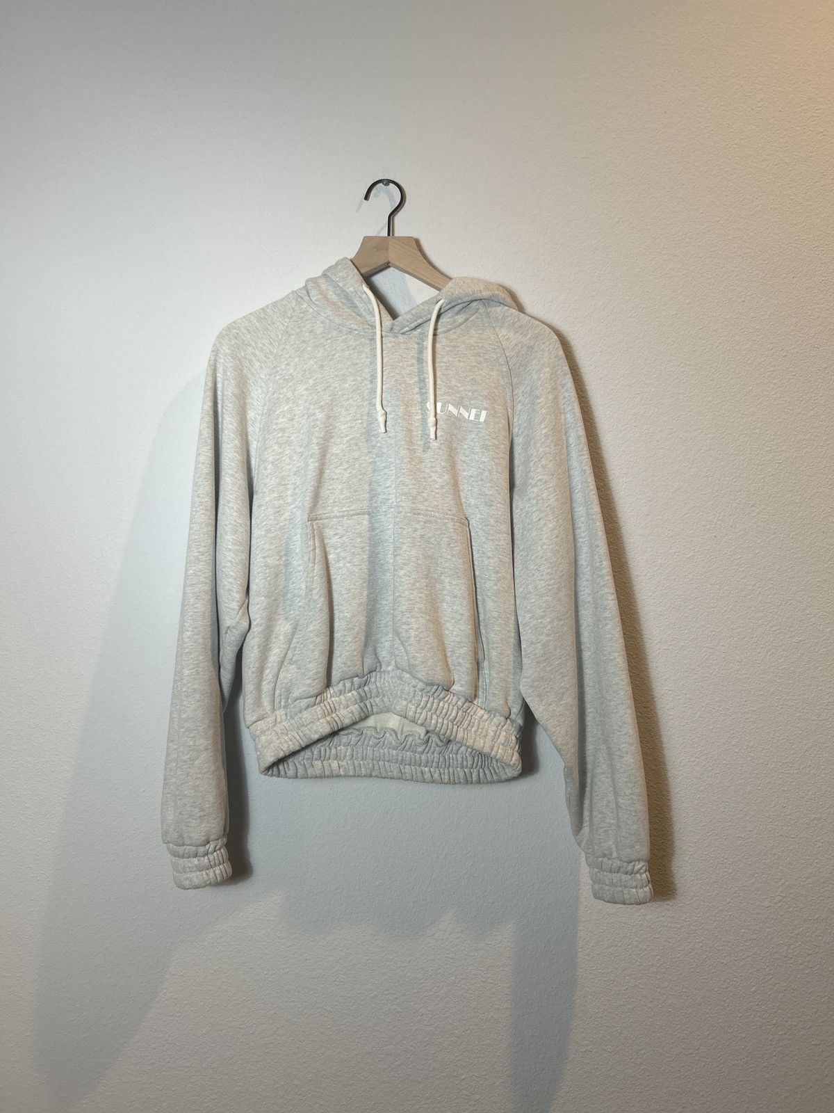 image of Sunnei Elastic Cropped Hoodie in Grey, Men's (Size XS)