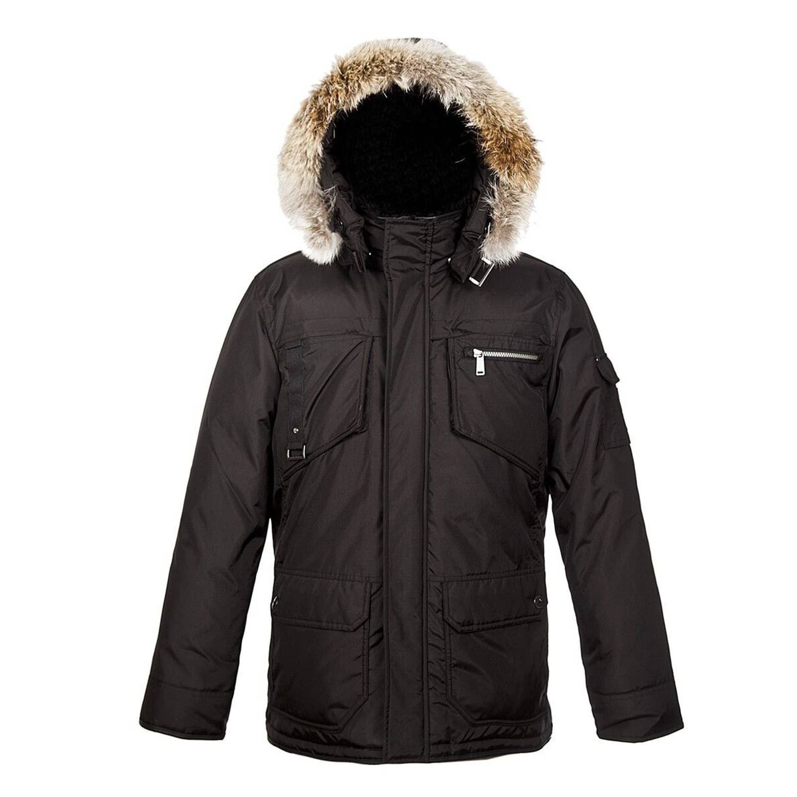 CANADA BLACK COYOTE FUR HOODIE JAMES GOOSE DOWN JACKET L