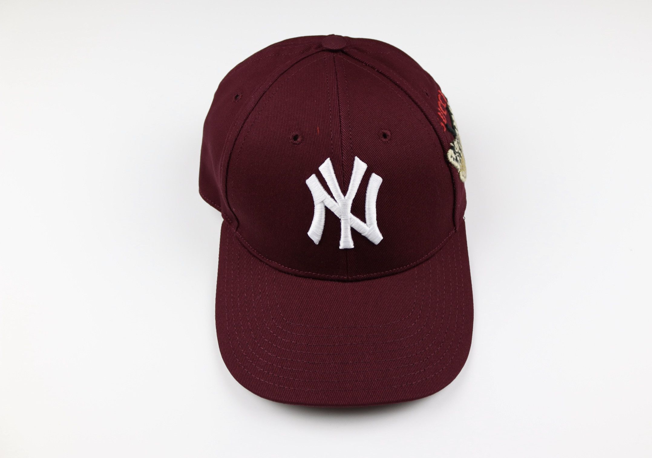 Gucci NY Yankees Embroidered Butterfly Baseball Cap Burgundy