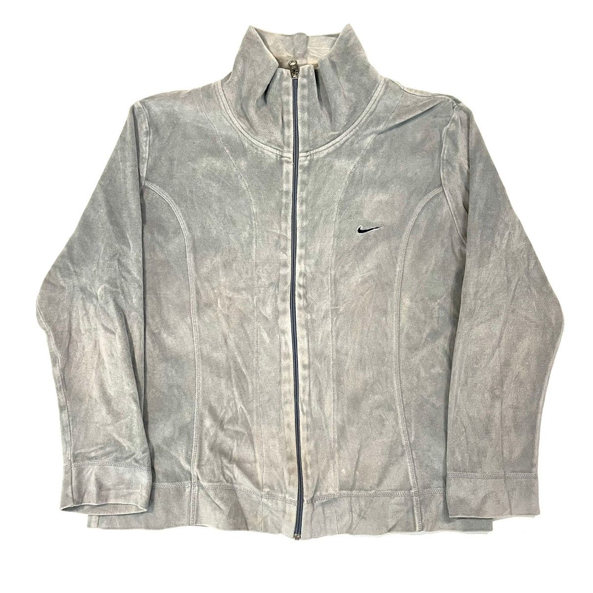 Nike velour full zip sweatshirt in grey vintage basic