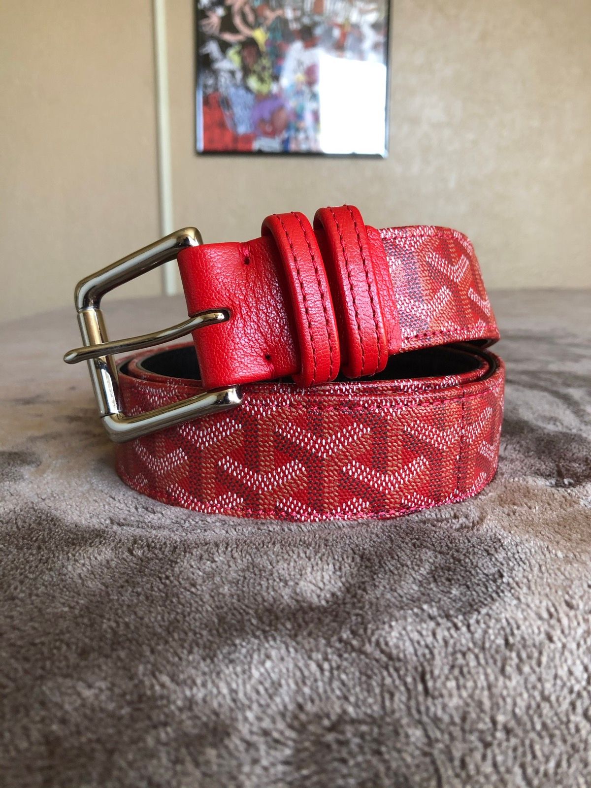 Custom Etai Drori “ Goyard “ Monogram Belt (@etail.la) Red 34